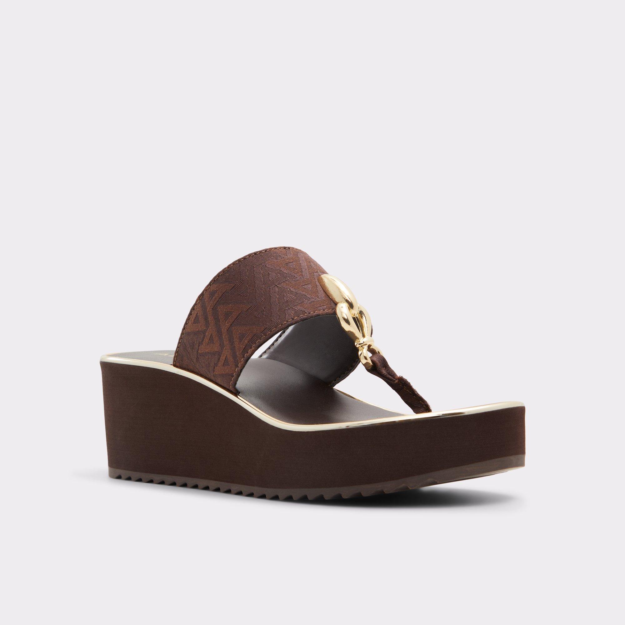 ALDO Penelopy - Women's Wedge Sandals - Brown, Size 10 Product Image