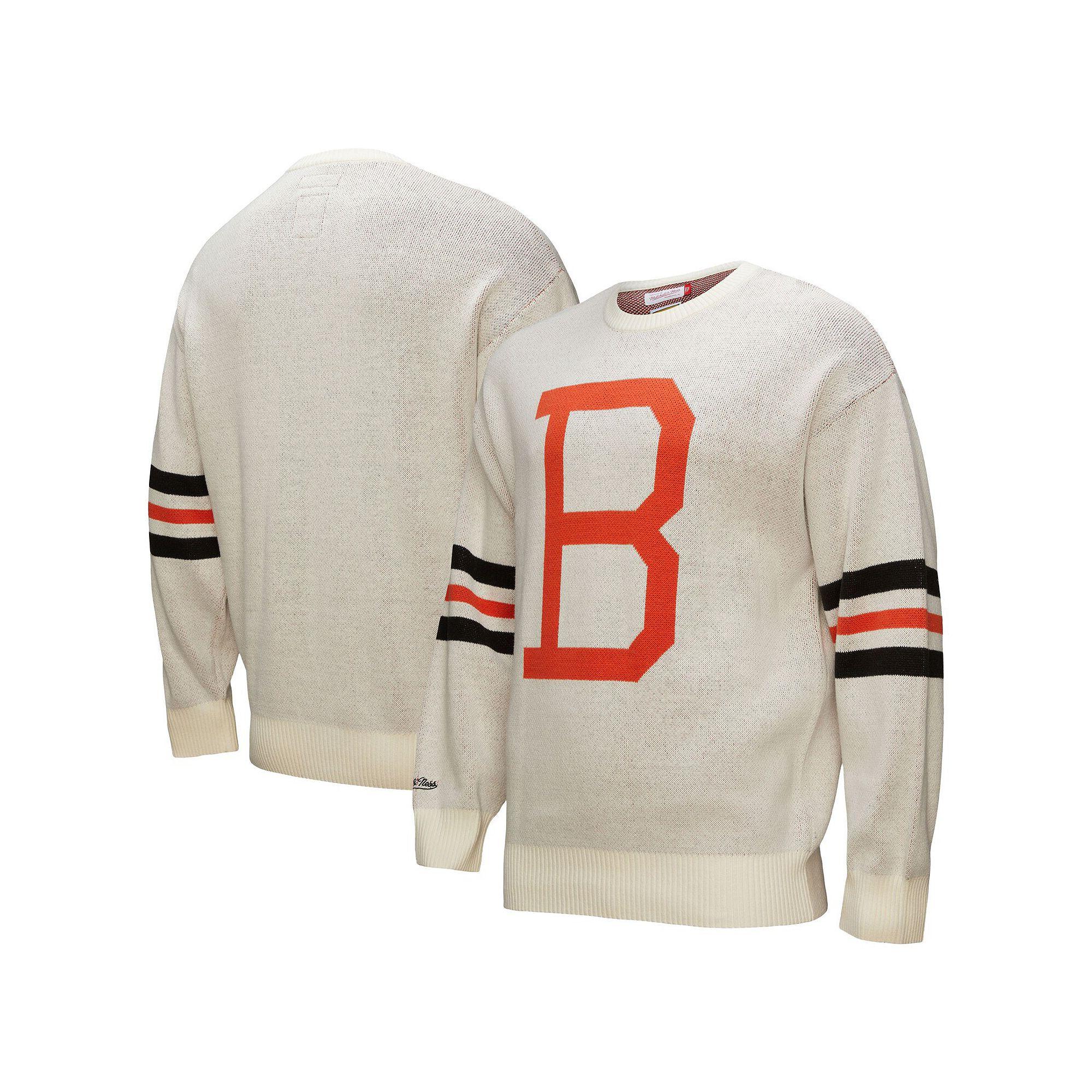 Men's Mitchell & Ness Cream Baltimore Orioles Retro Pullover Sweater,  Product Image