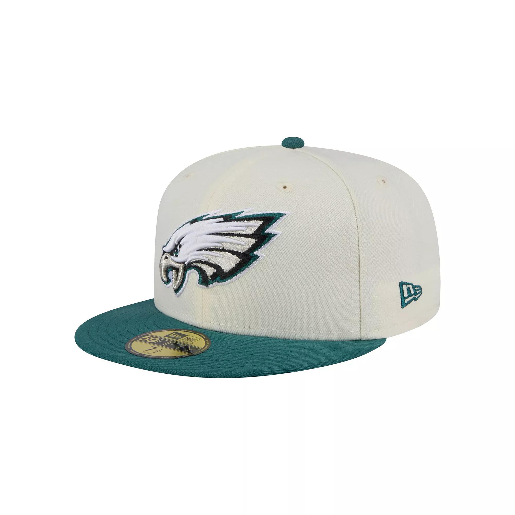 Men's New Era  White/Midnight Green Philadelphia Eagles  Main 59FIFTY Fitted Hat, Size: 7 1/8 Product Image
