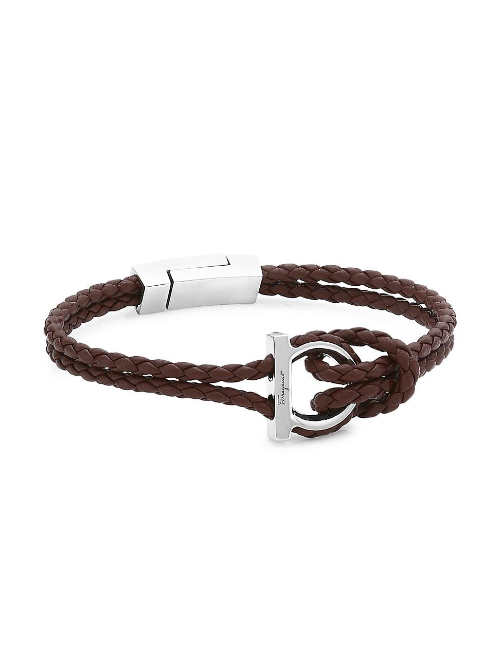 FERRAGAMO Men's Braided Leather Bracelet Product Image