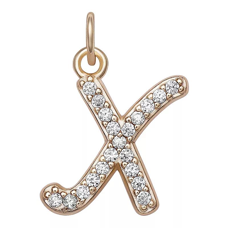 LC Lauren Conrad Sterling Silver Cubic Zirconia Initial Charm, Womens, Gold Tone O Product Image
