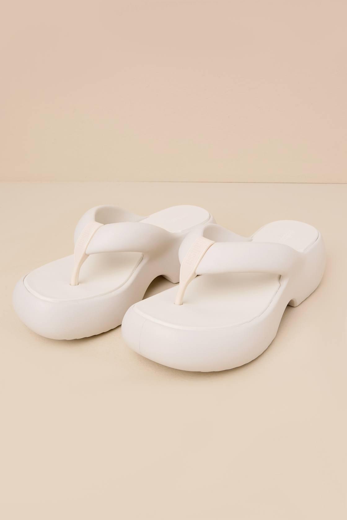 Free Beige Platform Thong Slide Sandals Product Image