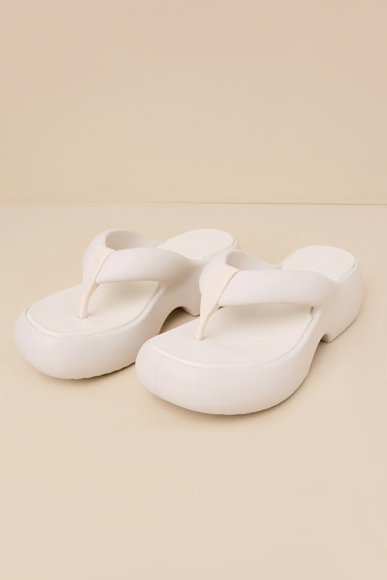 Free Beige Platform Thong Slide Sandals Product Image