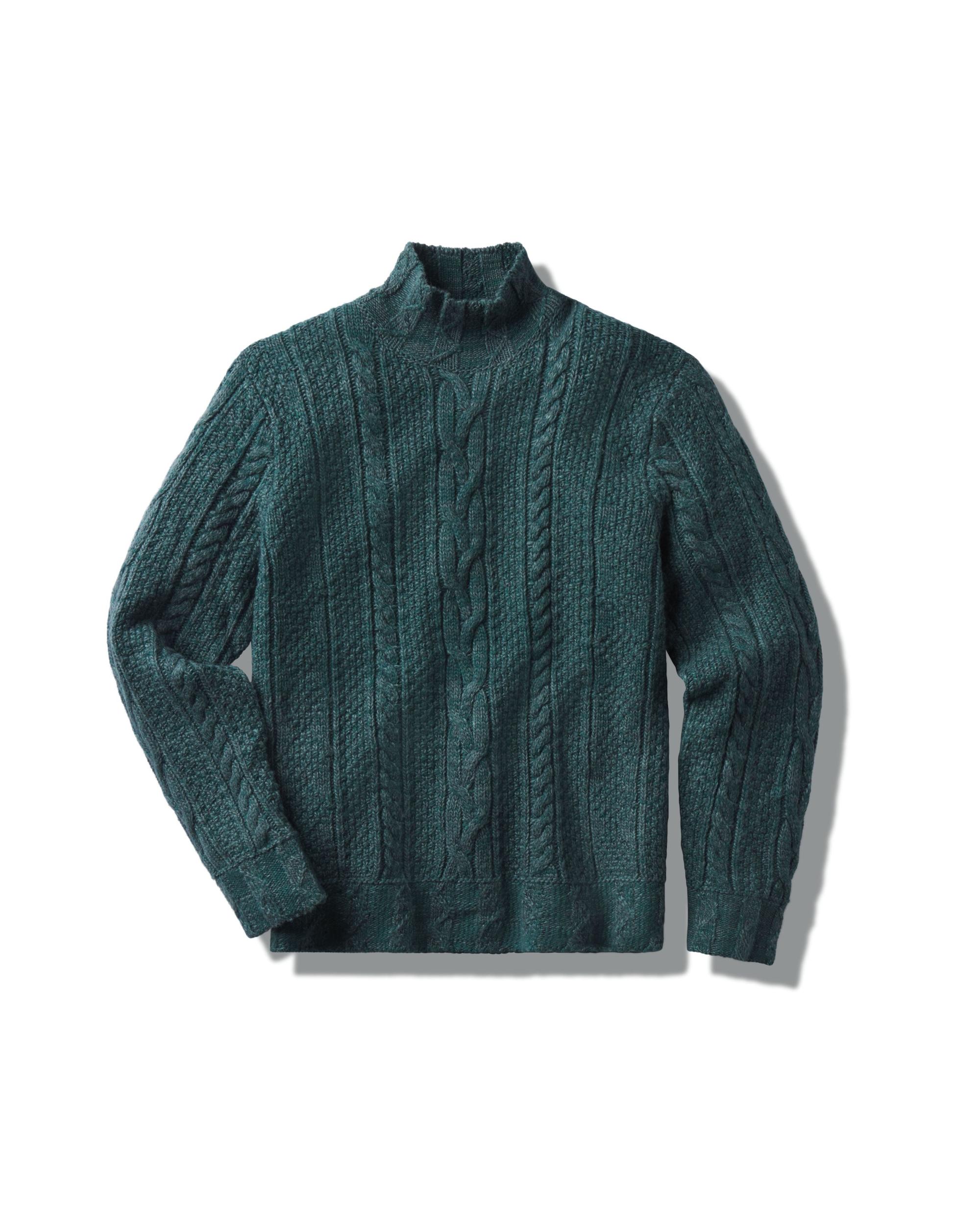 Fisherman Cable Turtleneck - Bottle Green Product Image