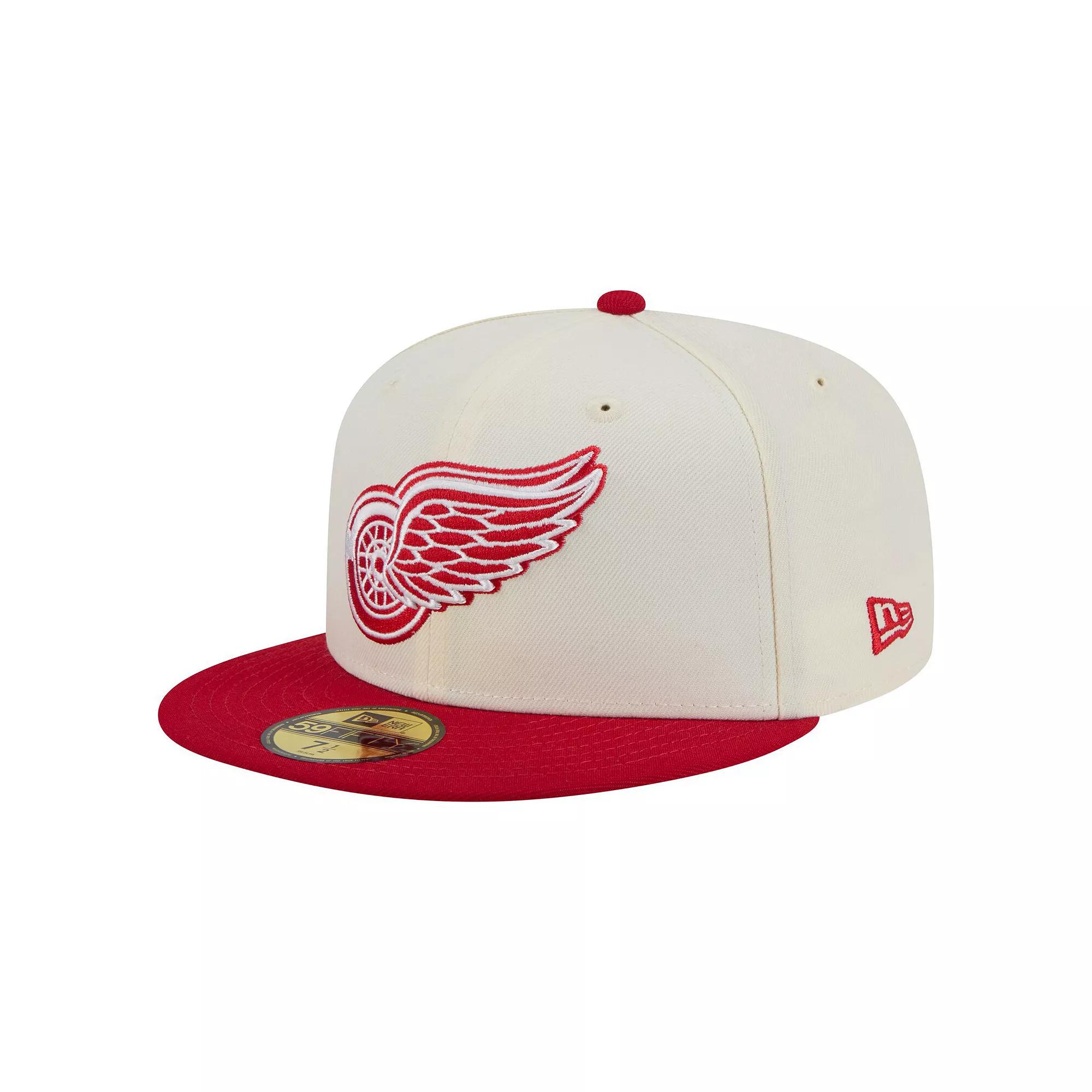 Men's New Era  White Detroit Red Wings Chrome Two-Toned 59FIFTY Fitted Hat, Size: 7 5/8, Beige Product Image