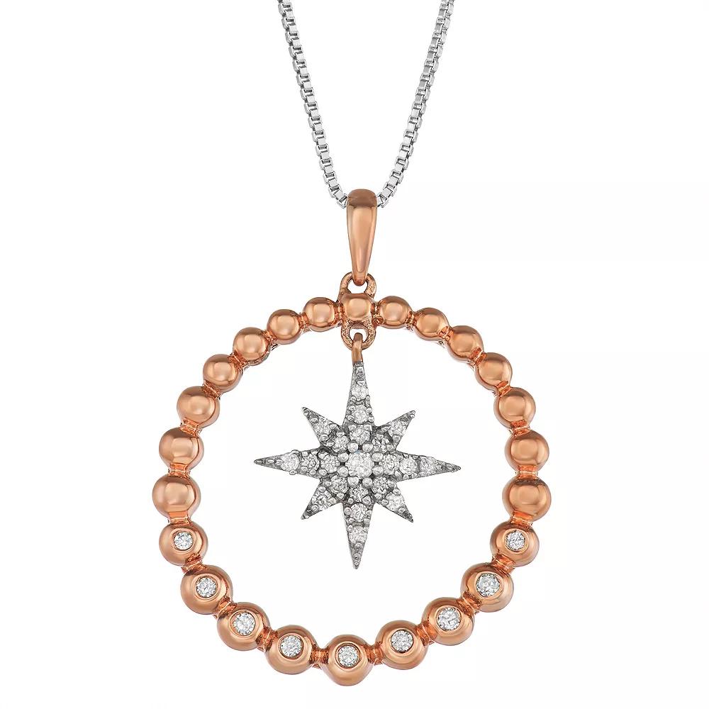 1/5 Carat T.W. Diamond Starburst Circle Necklace, Women's, Size: 18", Two Tone Product Image