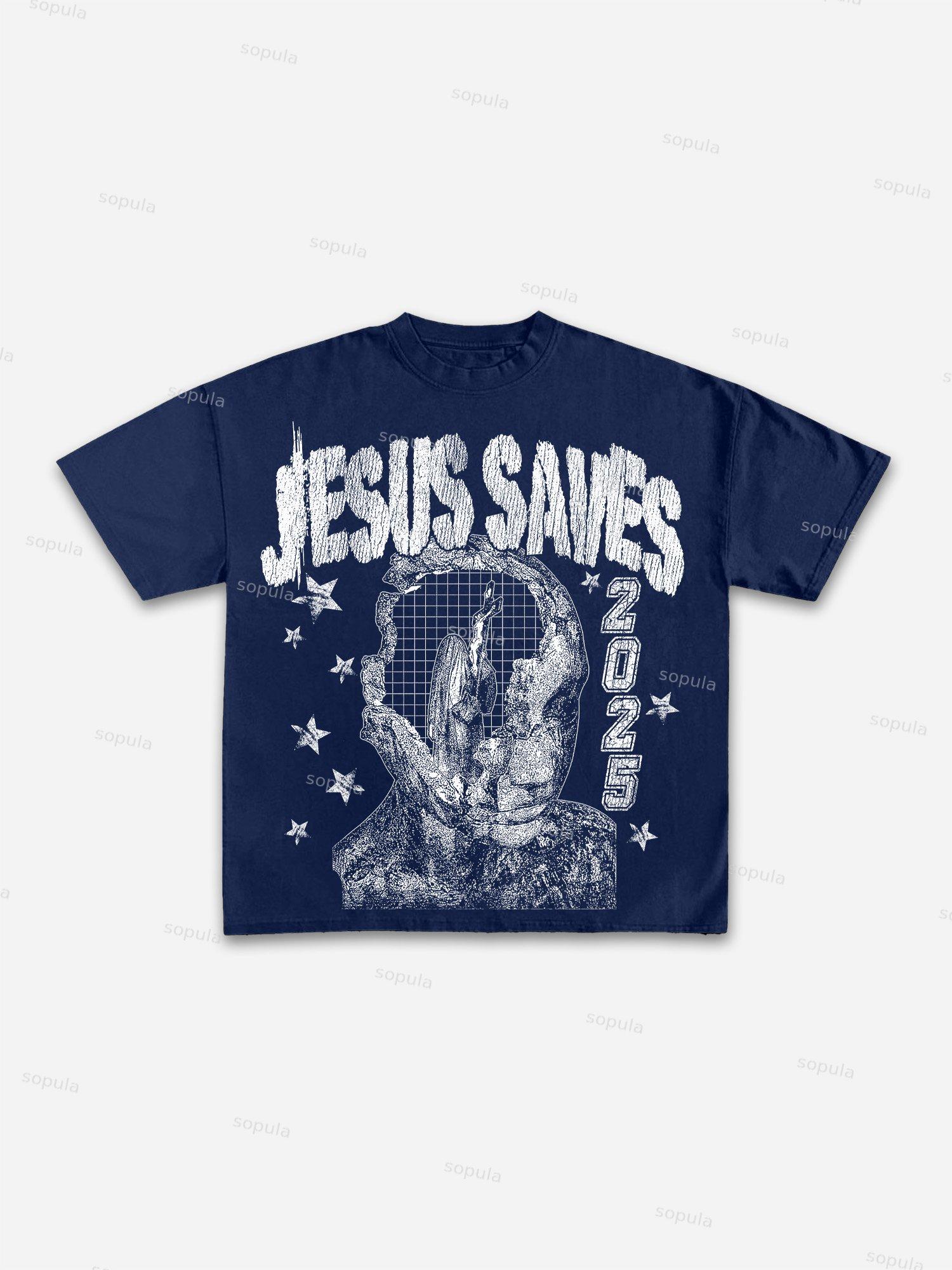 Jesus Saves Abstract Graphic Cropped T-shirt Product Image