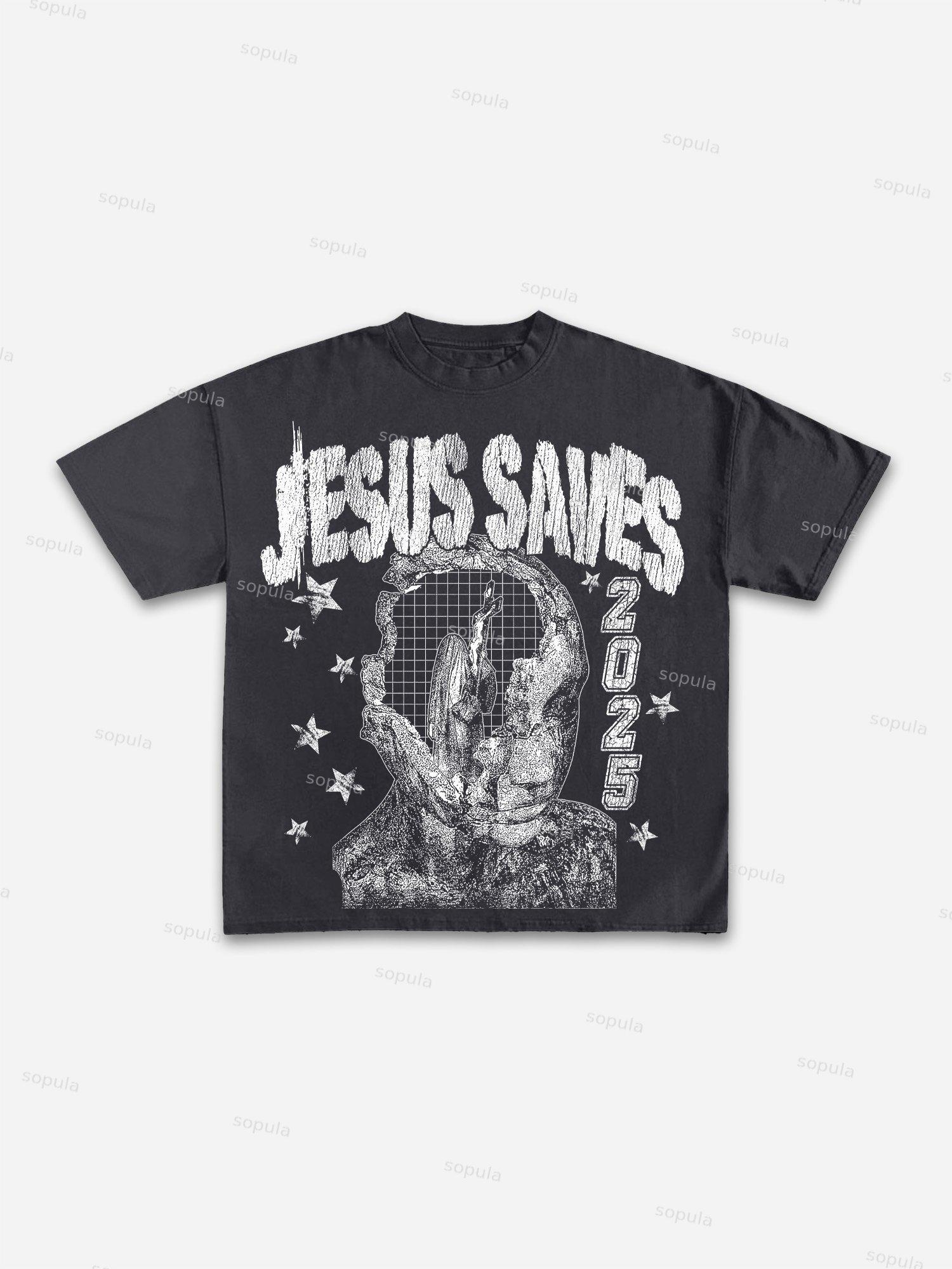 Jesus Saves Abstract Graphic Cropped T-shirt Product Image