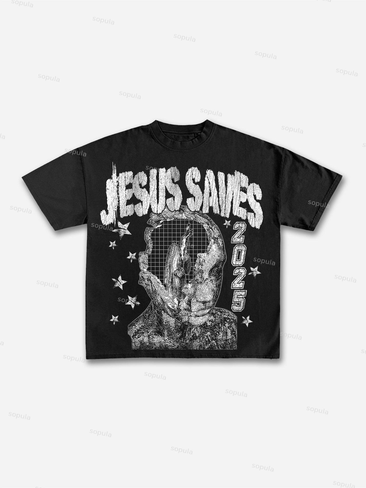 Jesus Saves Abstract Graphic Cropped T-shirt Product Image