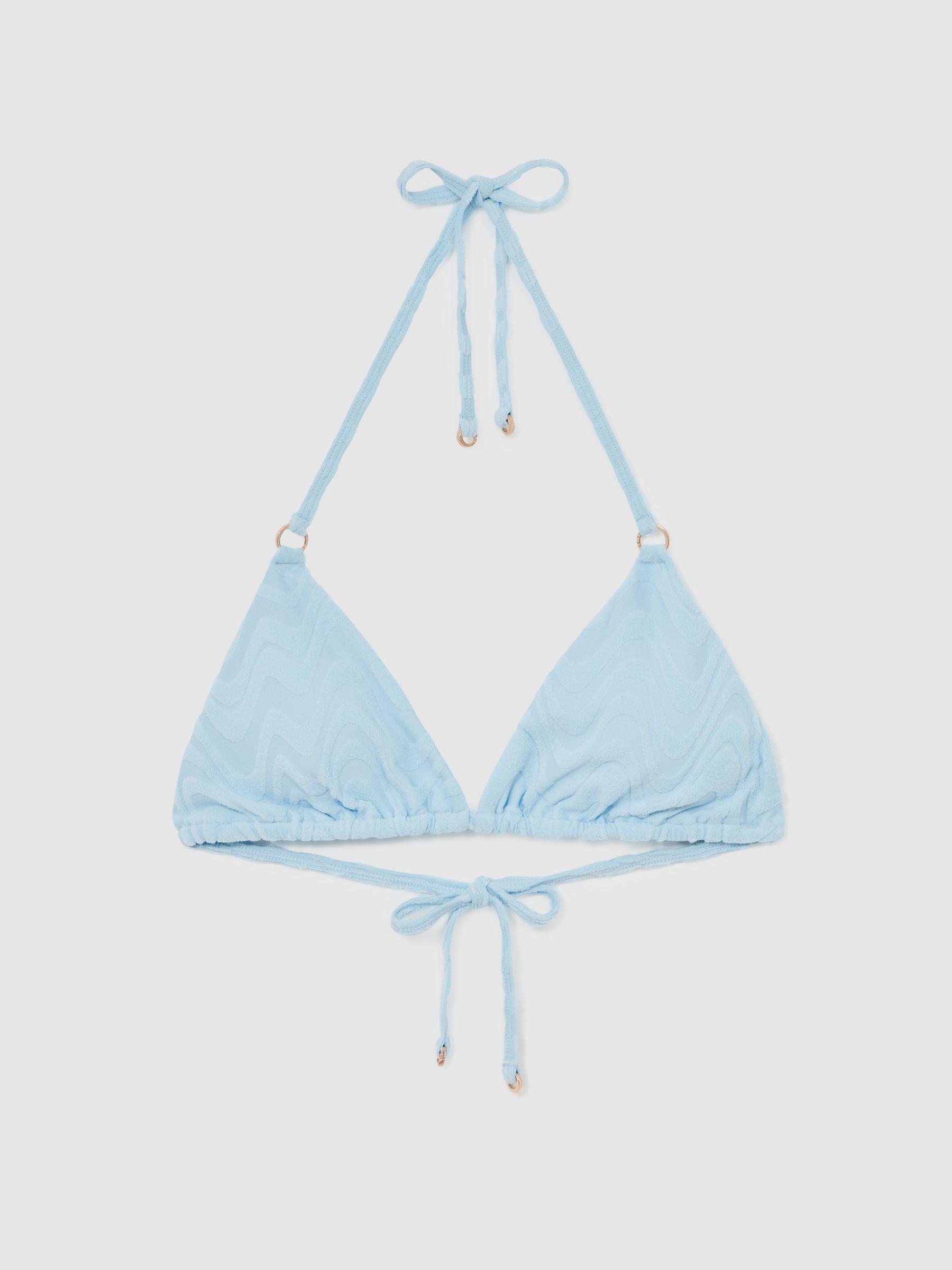 Textured Wave Triangle Bikini Top in Blue Product Image
