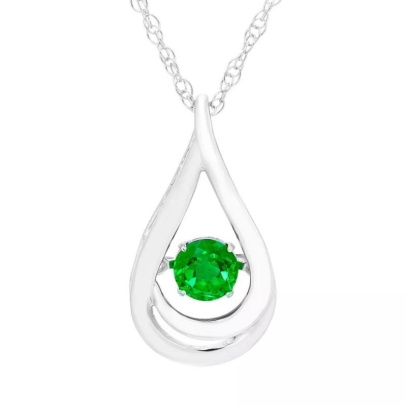 Boston Bay Diamonds Brilliance in Motion Sterling Silver Lab-Created Emerald Teardrop Pendant Necklace, Women's, Size: 18" Product Image