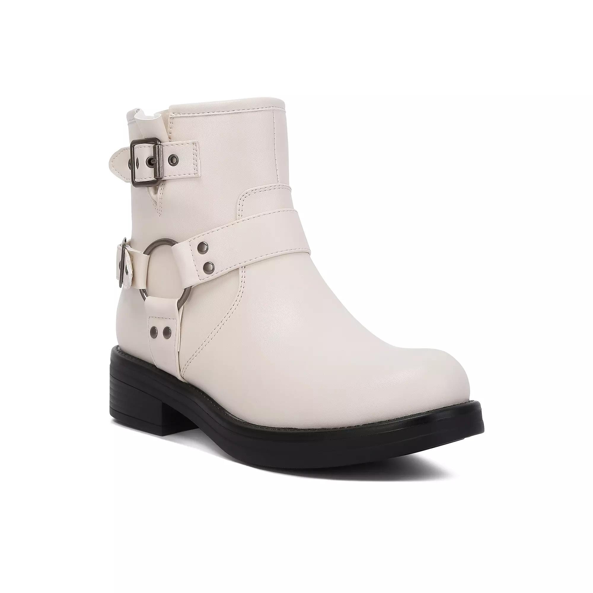 London Rag Allux Women's Faux Leather Pin Buckle Boots,  Product Image