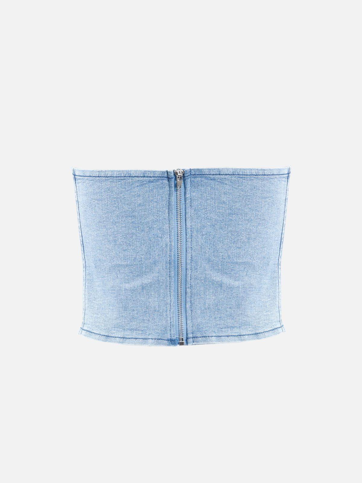 Aelfric Eden Slit Wrinkle Denim Skirt Set Female Product Image