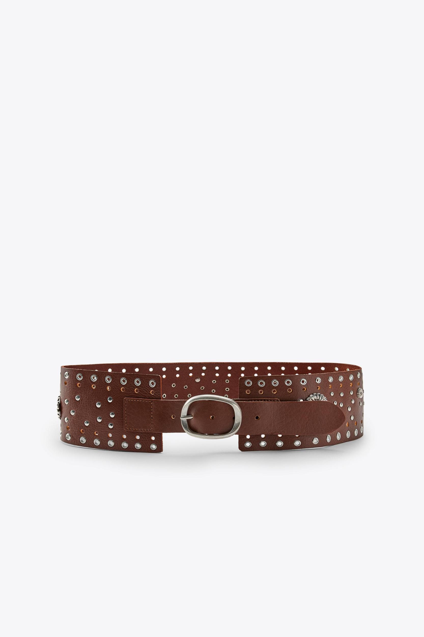 LEATHER BELT WITH FLORAL DETAIL Product Image