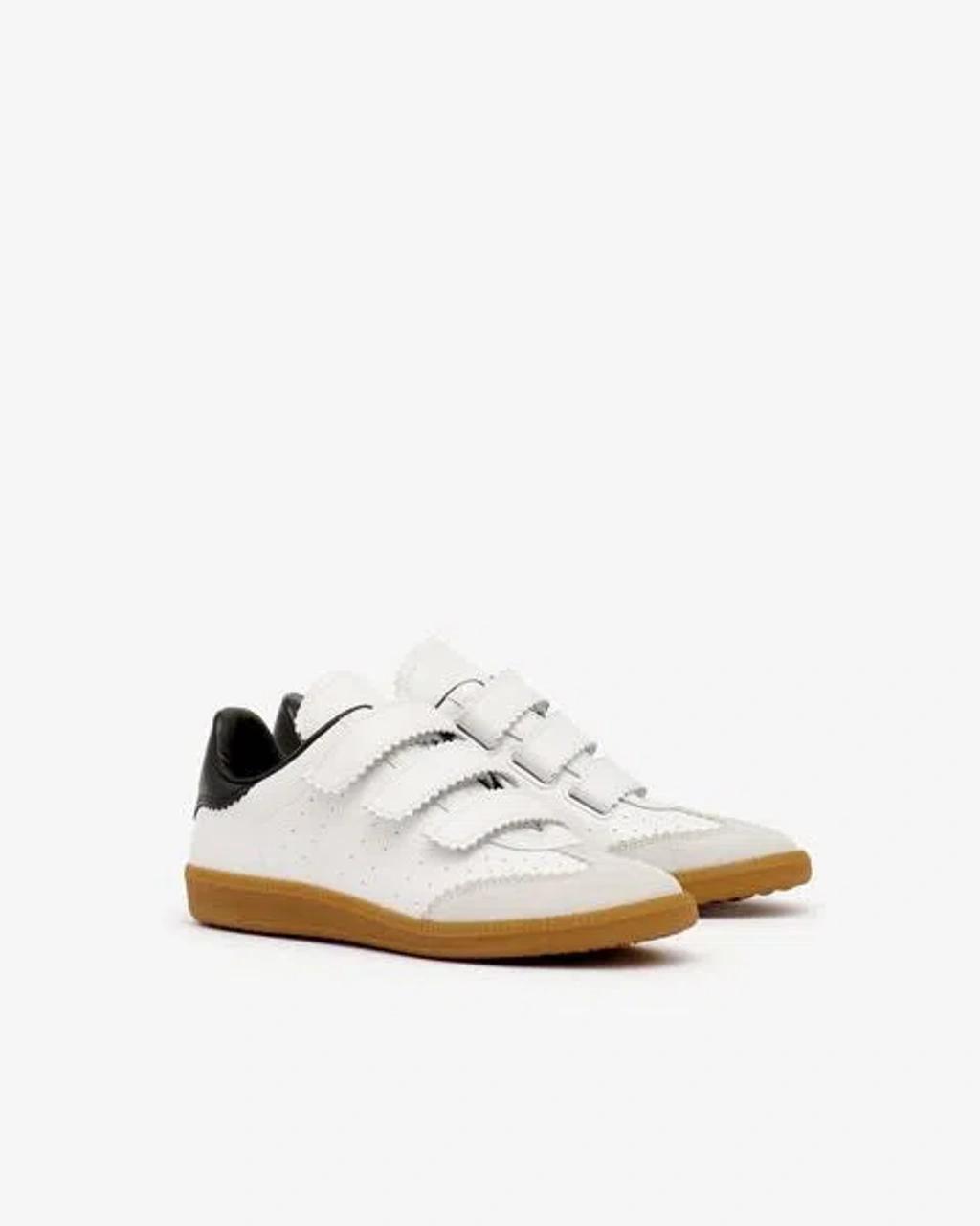 ISABEL MARANT Beth Suede-trimmed Leather Sneakers In White Product Image