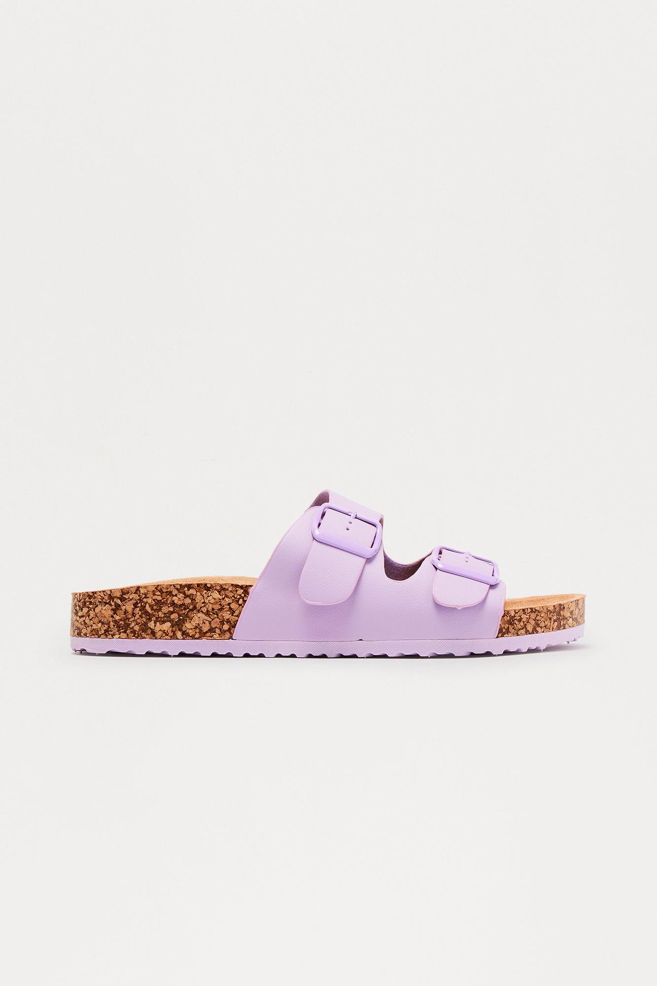 Adriana Buckle Slides - Purple Female Product Image