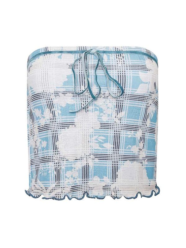 Plaid Print Tube Top Miniskirt Two Piece Product Image