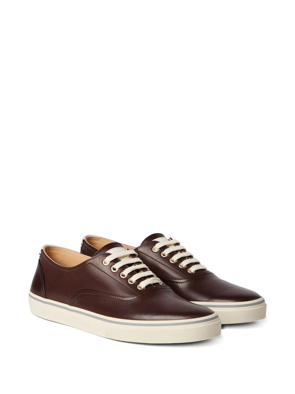 leather lace-up sneakers Product Image