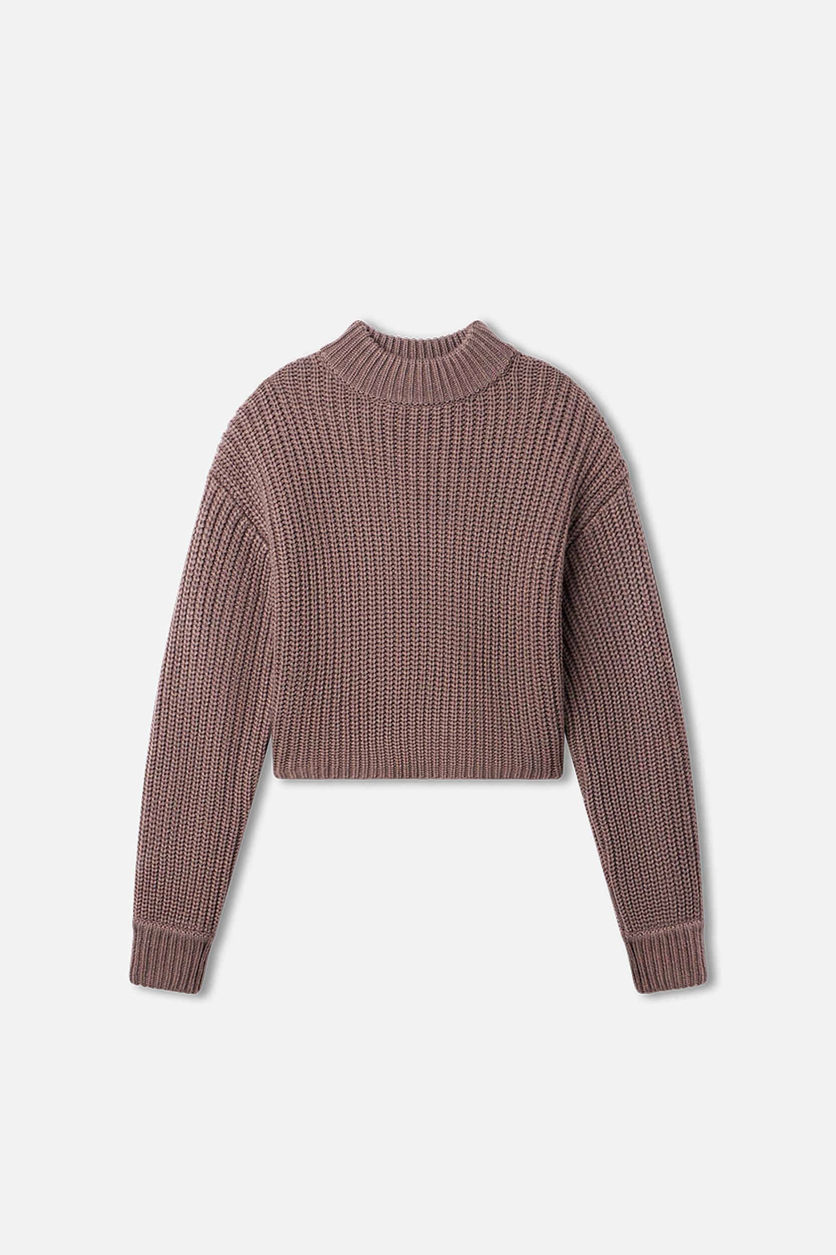 CHUNKY KNIT MOCK NECK SWEATER | SMOKE Product Image