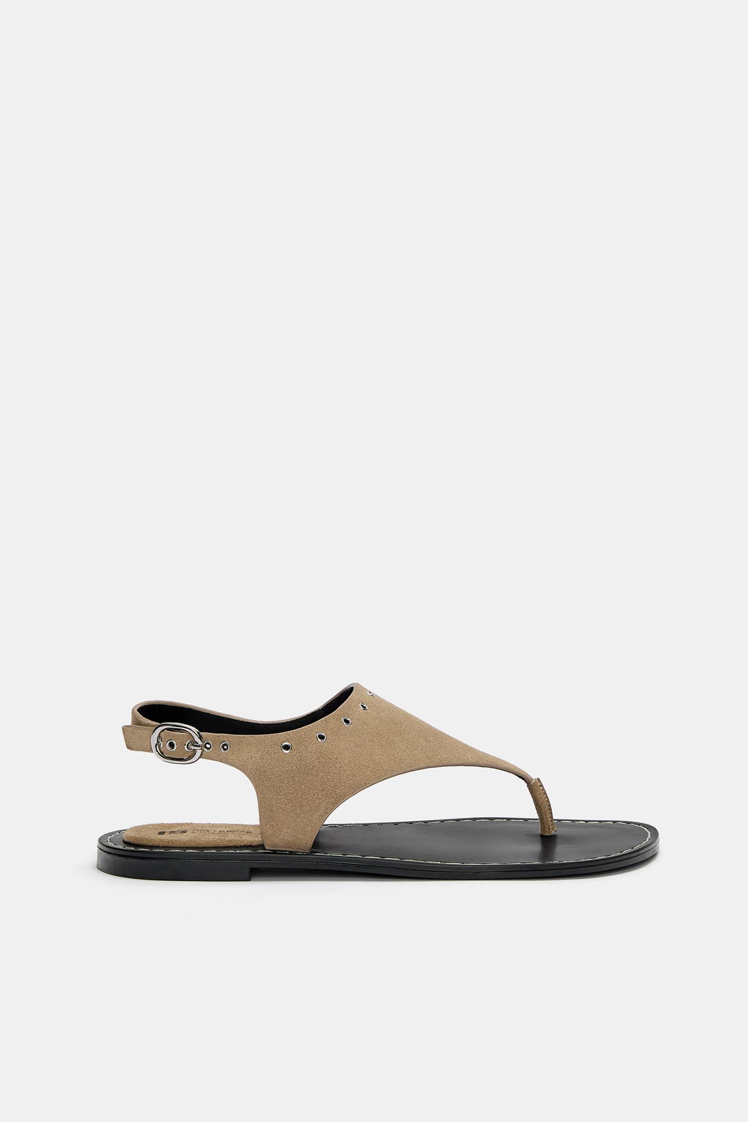 Leather flat sandals Product Image