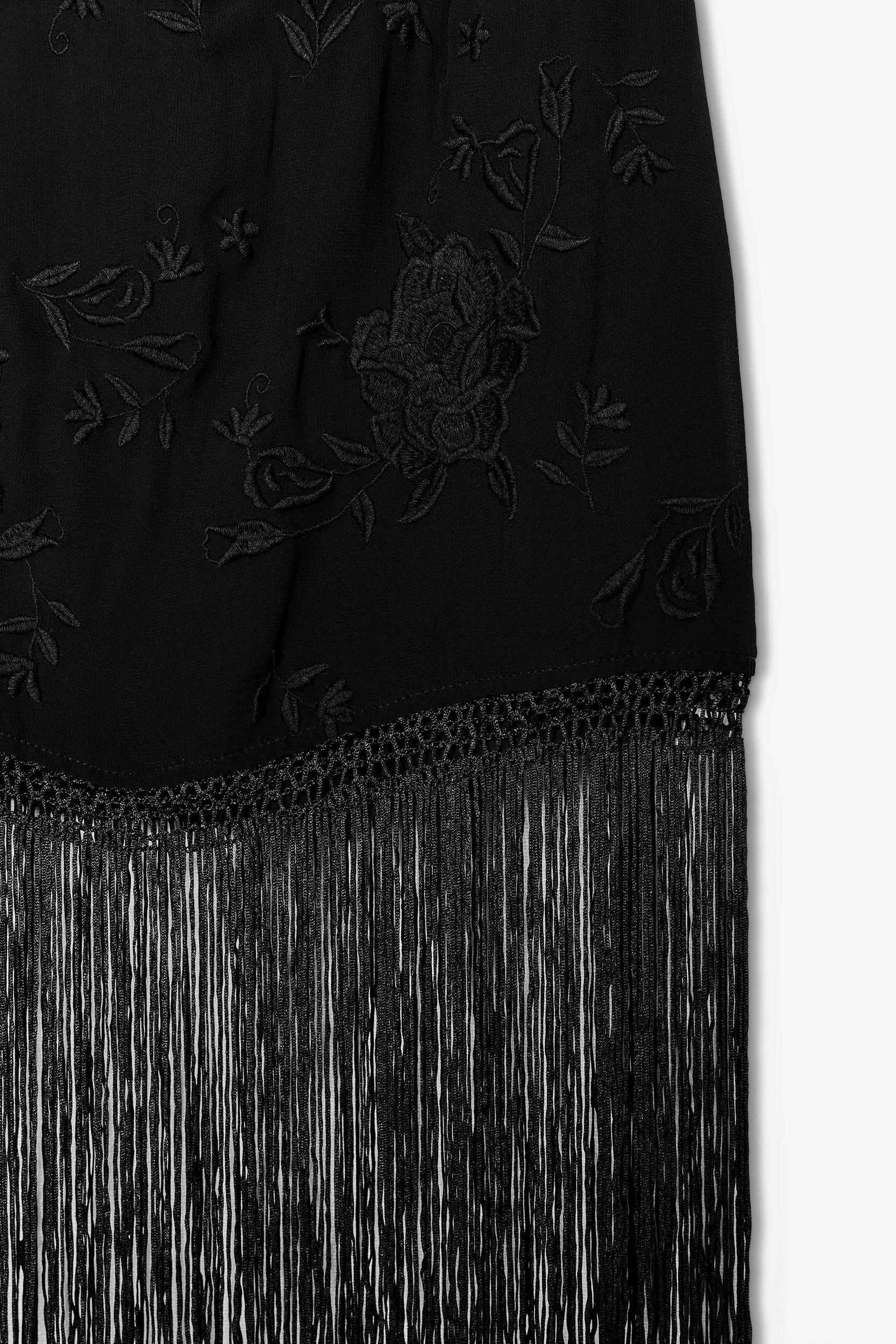 HALTER DRESS WITH EMBROIDERY AND FRINGE Product Image