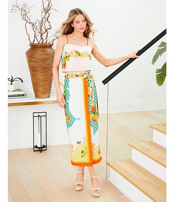 Antonio Melani Coordinating Clio Fruit Printed Linen Wrap Skirt Product Image