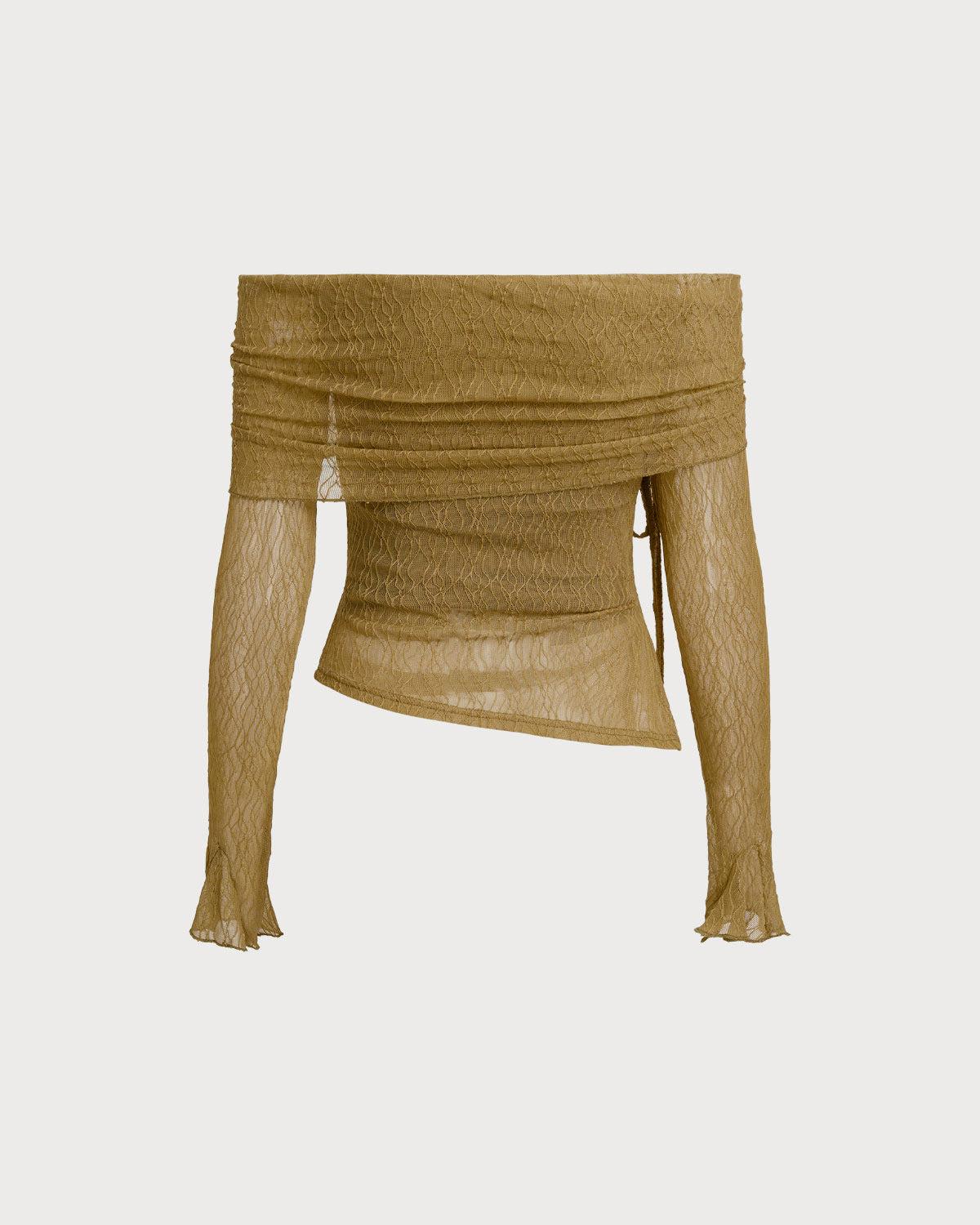 Green Off The Shoulder Bell Sleeve Tee Product Image