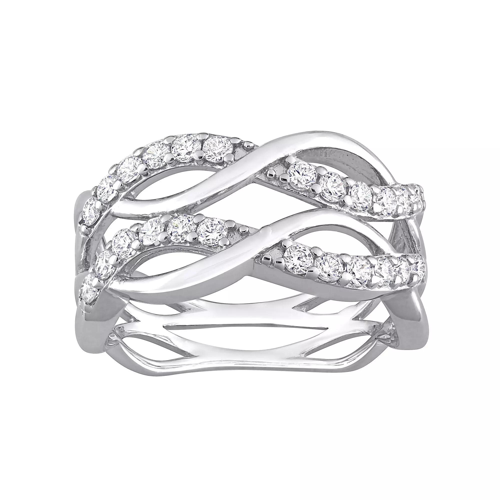 Stella Grace Sterling Silver Cubic Zirconia Crisscross Ring, Women's,  Product Image
