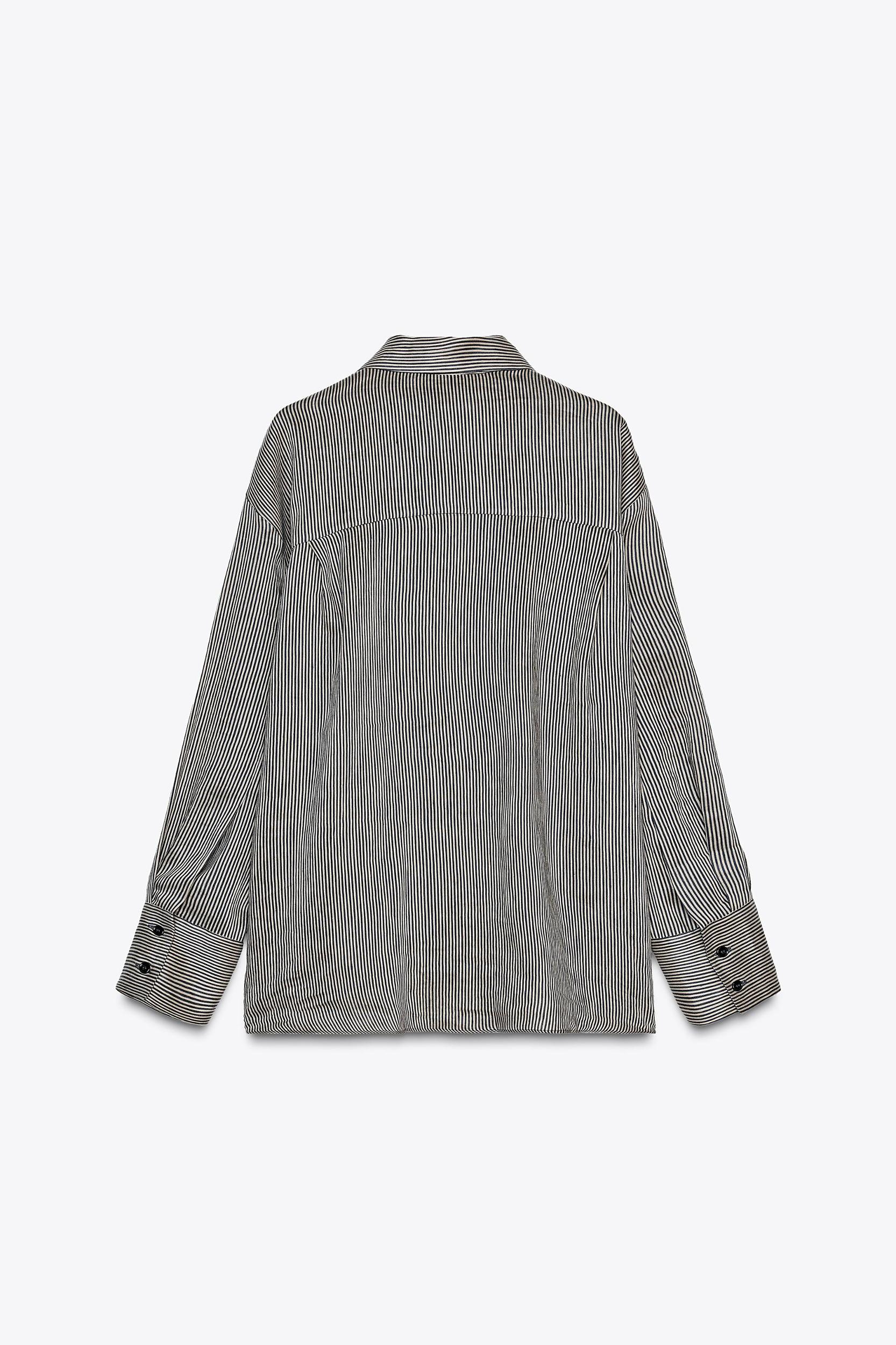 STRIPED LINEN BLEND SHIRT ZW COLLECTION Product Image