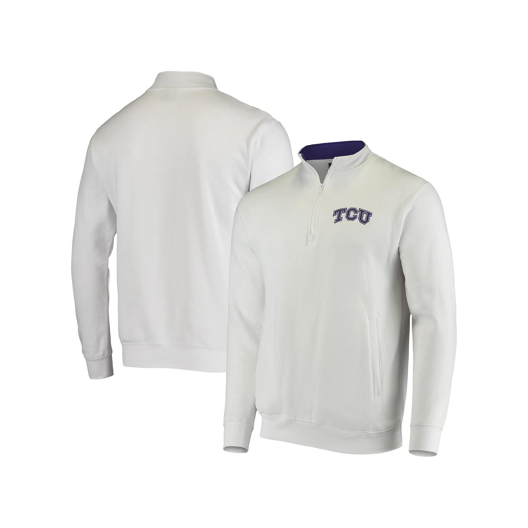 Men's Colosseum White TCU Horned Frogs Tortugas Logo Quarter-Zip Jacket,  Product Image