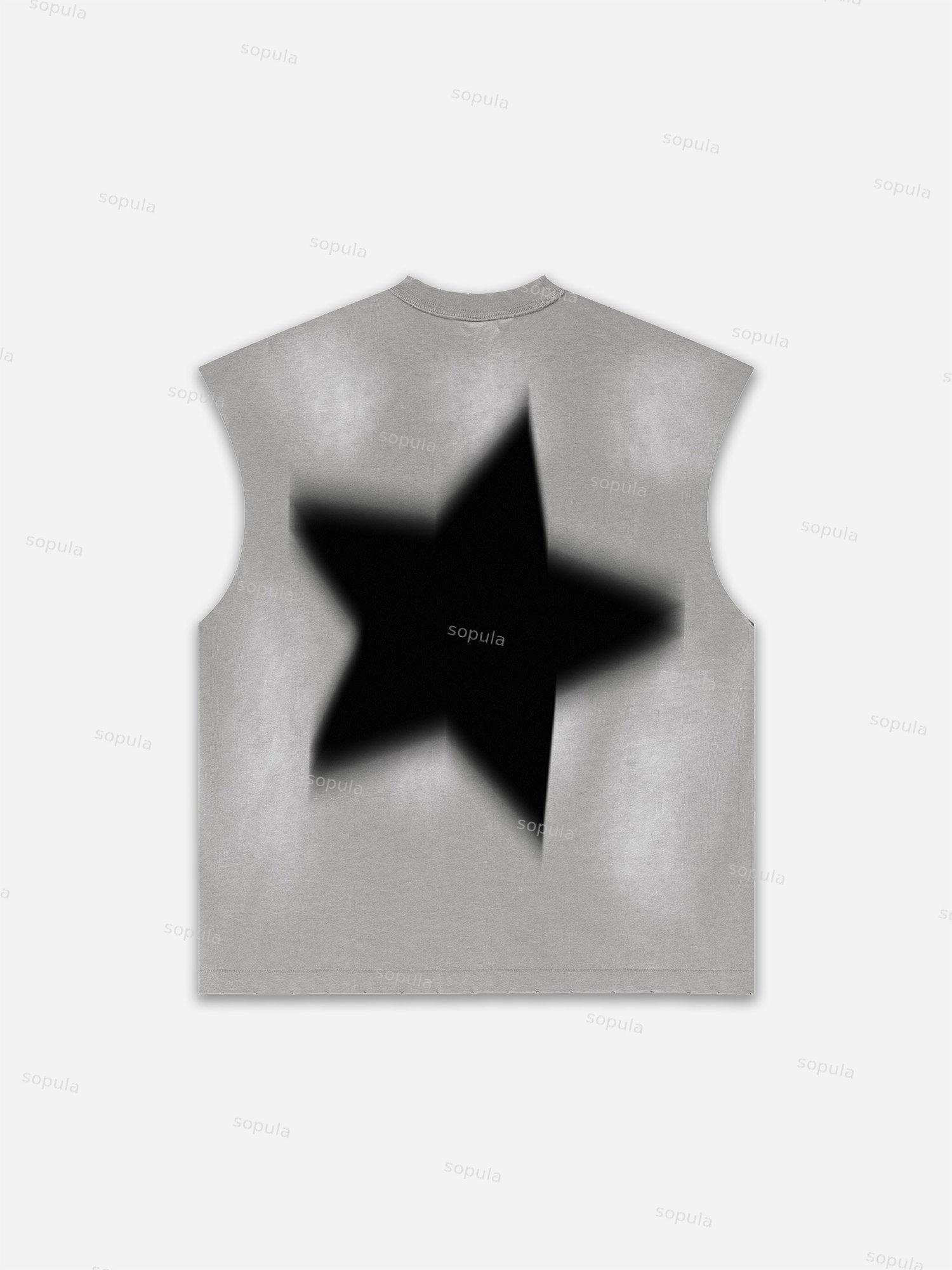 Men's Washed Casual Virtual Shadow Graphic Tank Top Product Image