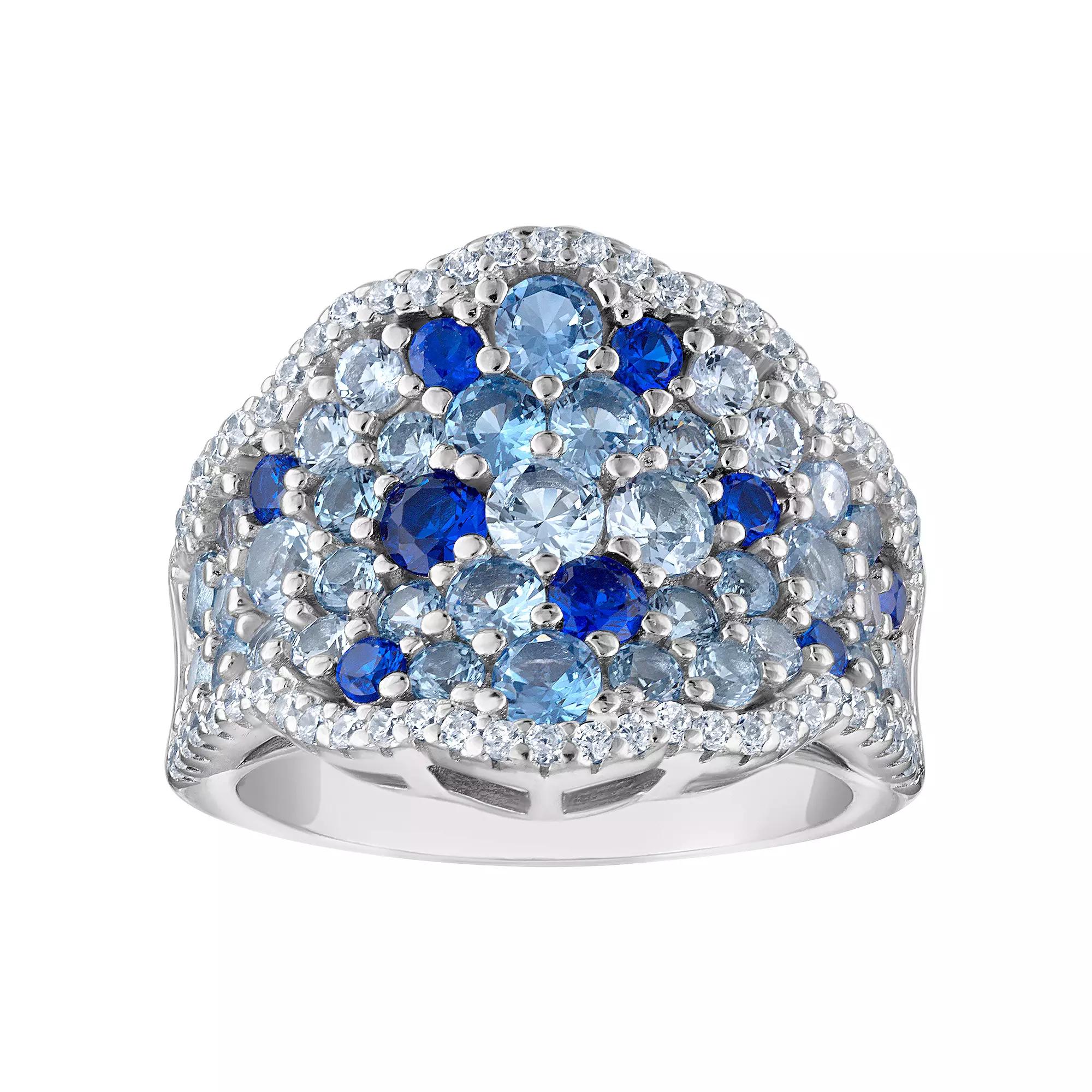 Sterling Silver Blue Cubic Zirconia Pave Ring, Women's,  Product Image