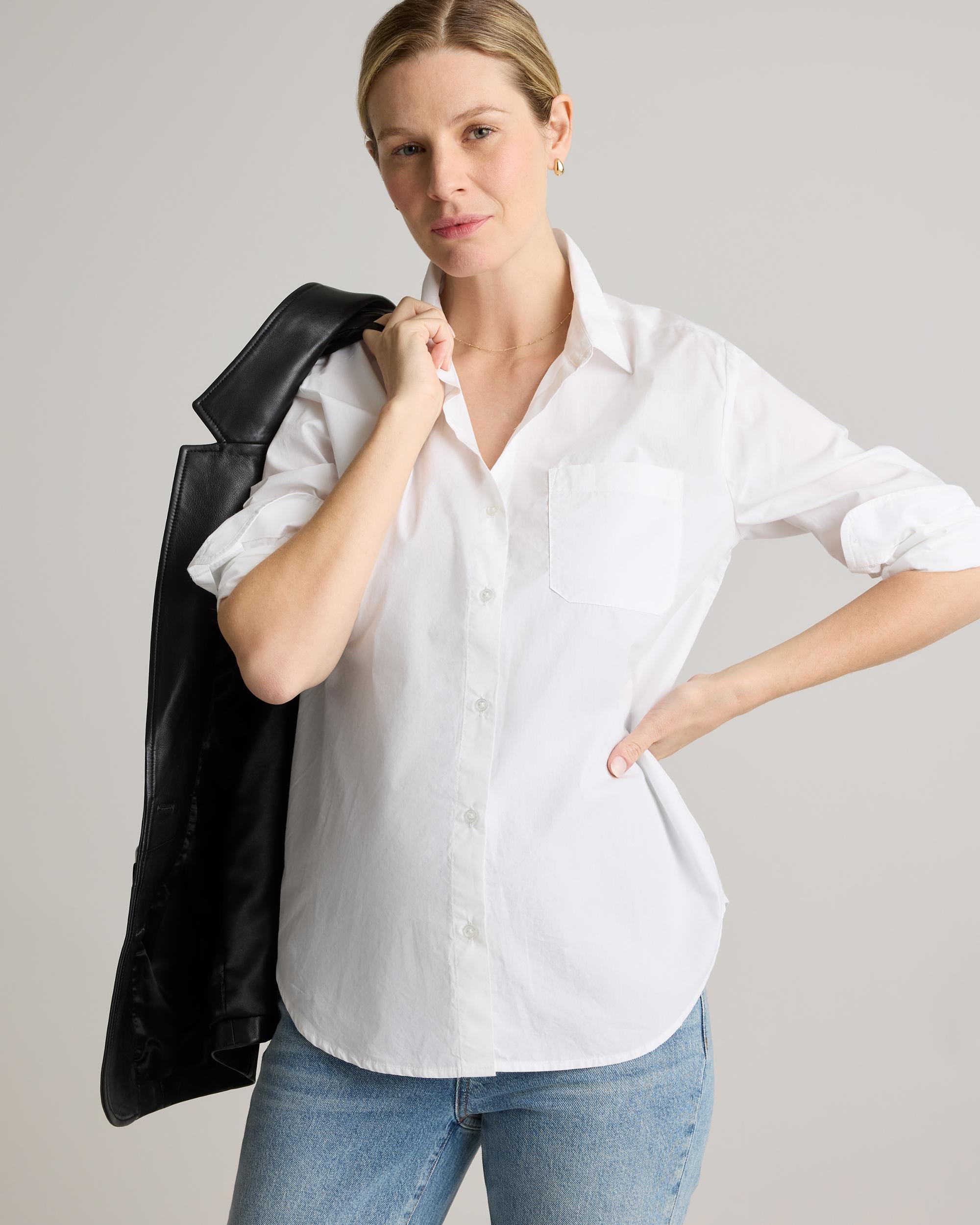 Quince | Women's Poplin Maternity Long Sleeve Shirt Organic Cotton Product Image
