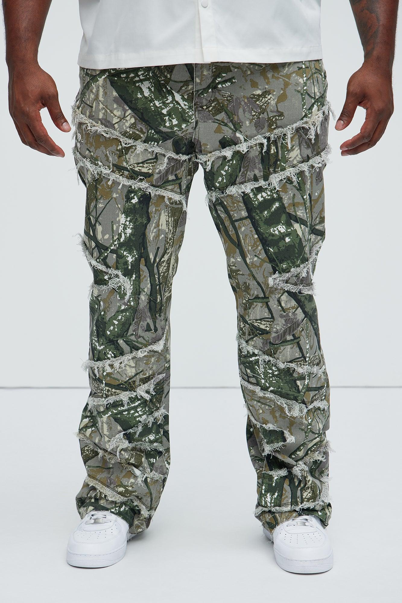 All Over Fray Stacked Skinny Flare Jeans - Green/combo Product Image