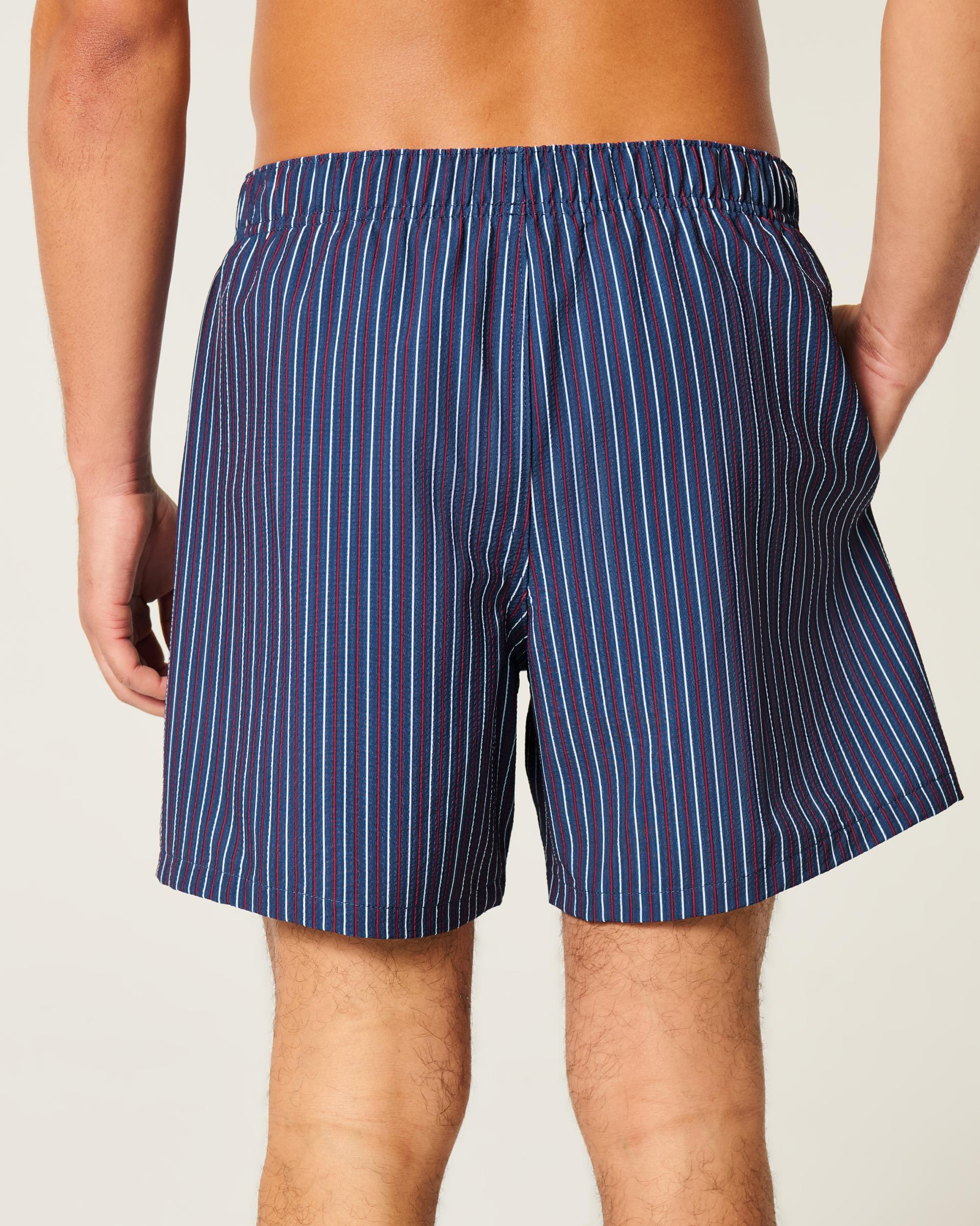 Mid-Thigh Seersucker Volley Swim Trunks Product Image