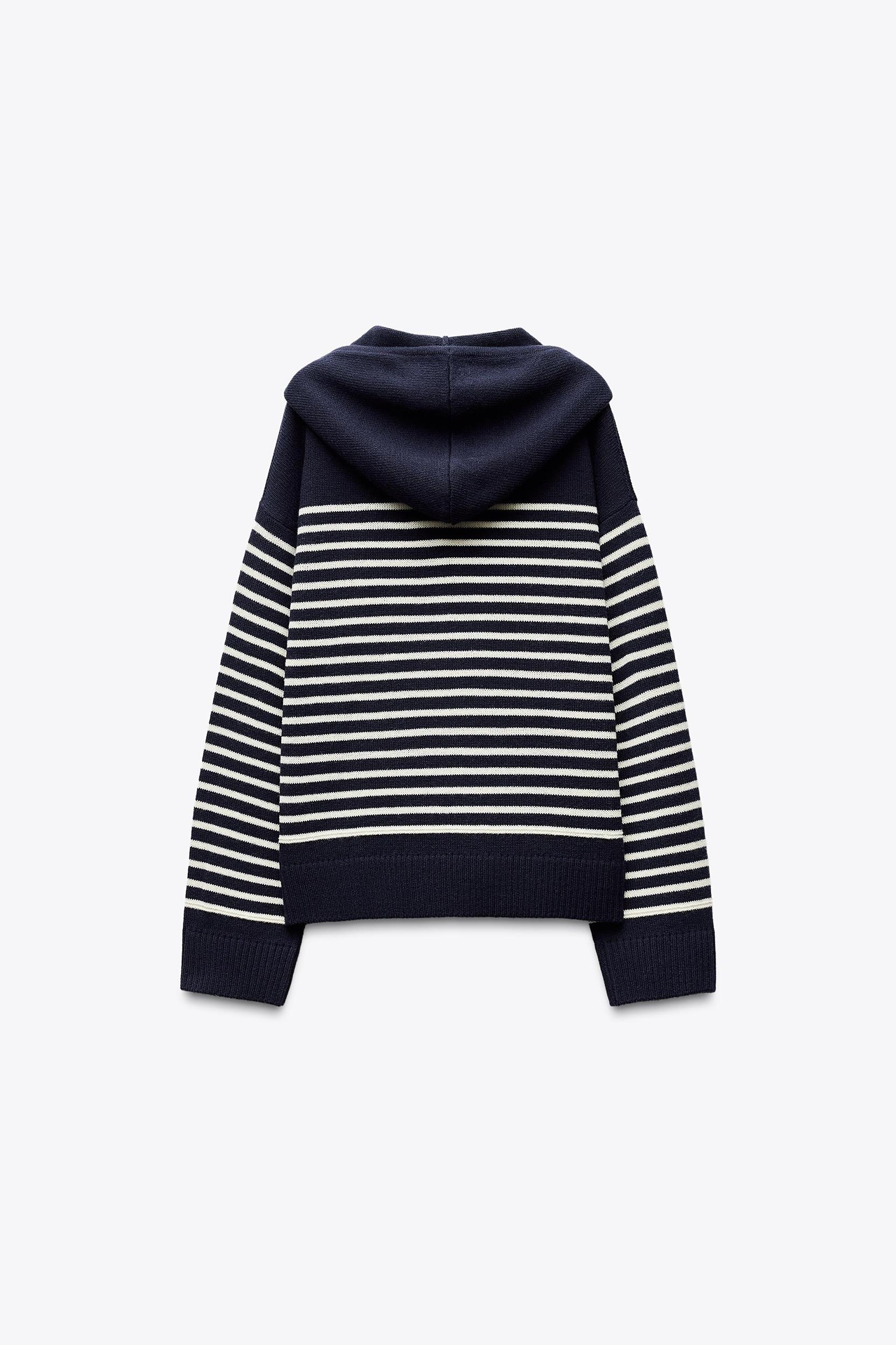 STRIPED KNIT HOODIE Product Image