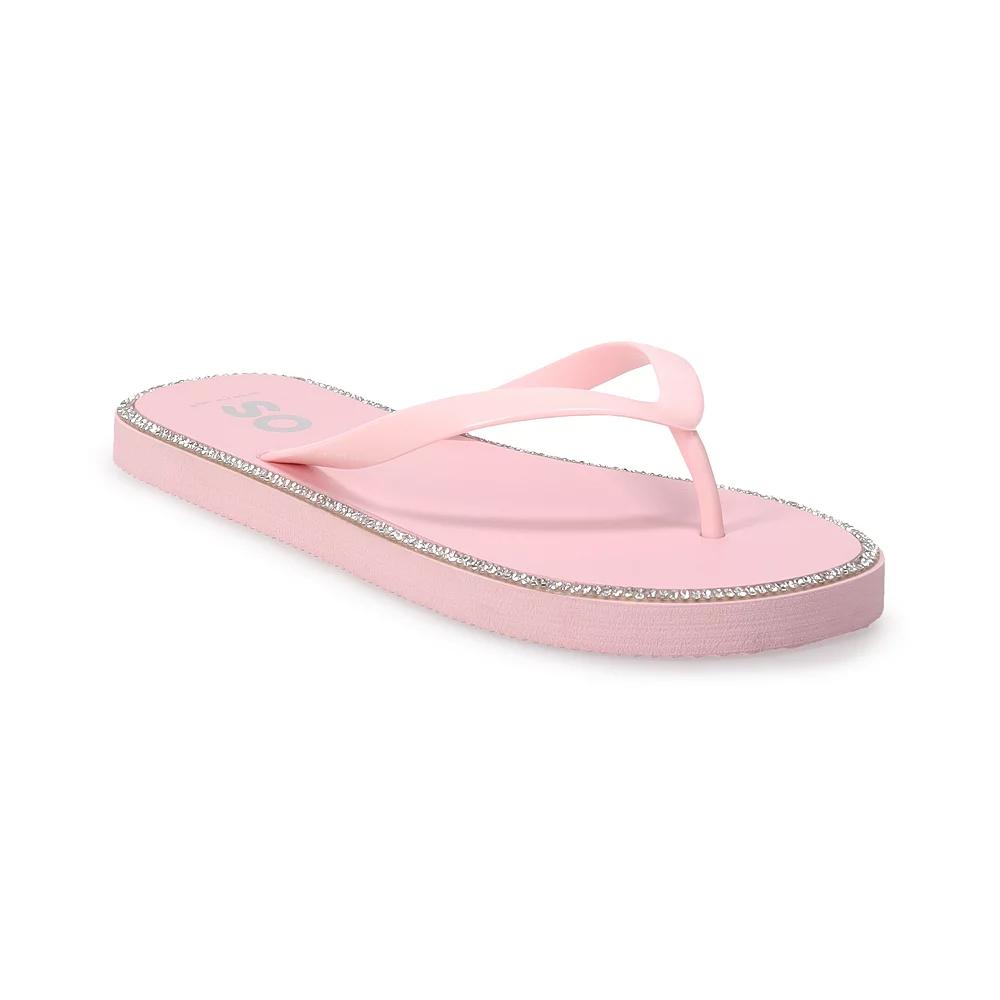 SO® Jeweled Women's Flip Flop Sandals, Size: 9, Pink Product Image