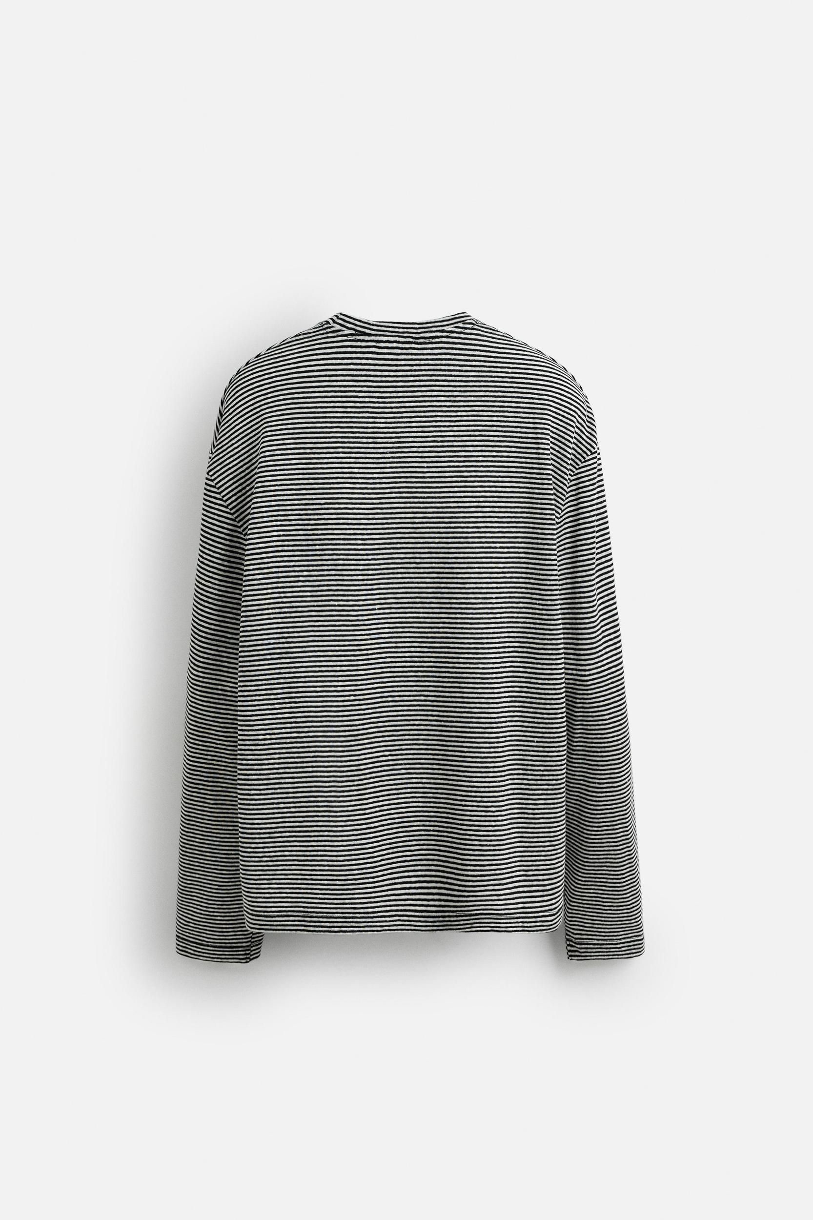 LIMITED EDITION COTTON LINEN BLEND STRIPED T-SHIRT Product Image