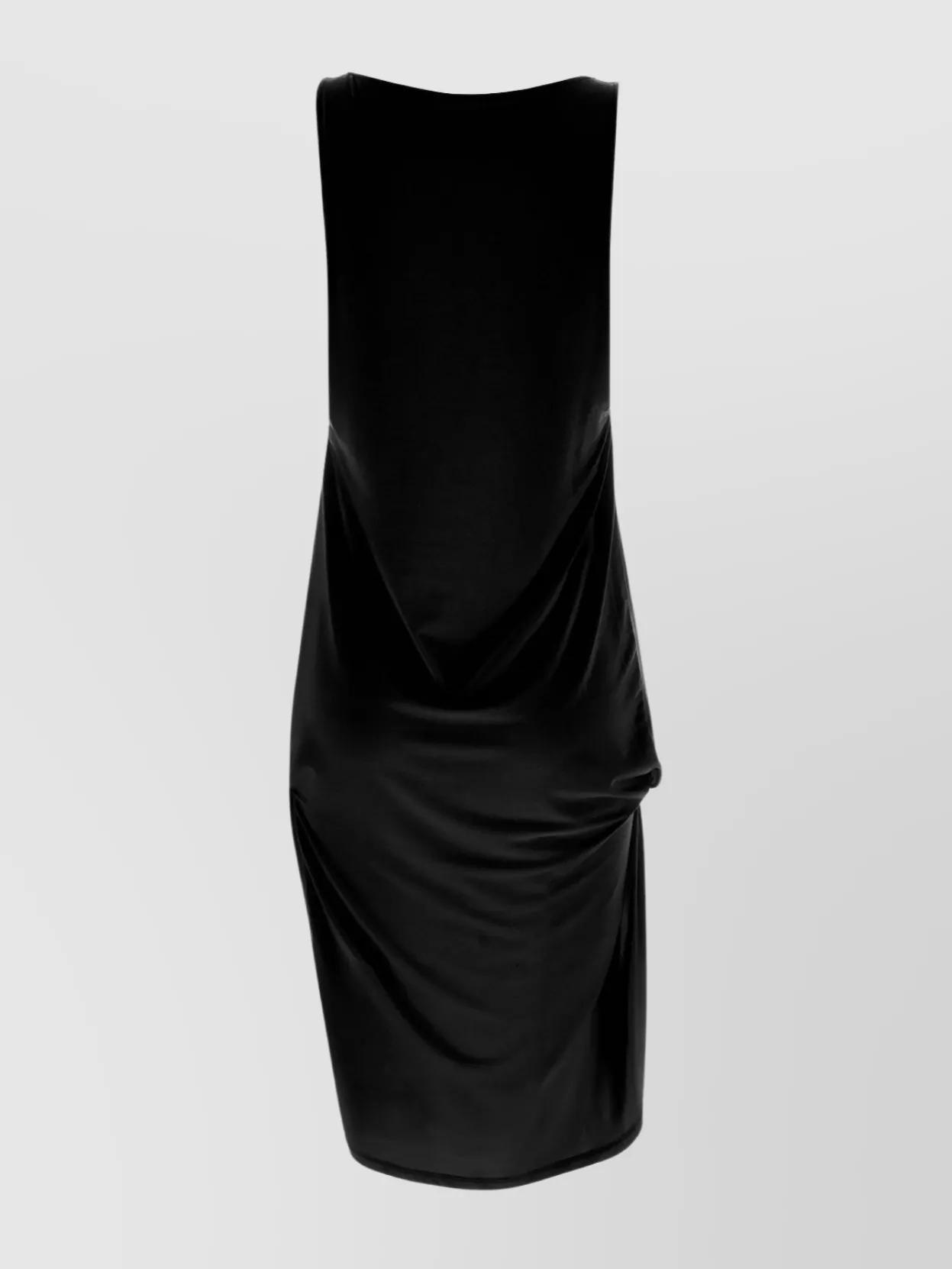 JACQUEMUS Draped Sleeveless Peplum Dress With Asymmetrical Hem In Black Product Image