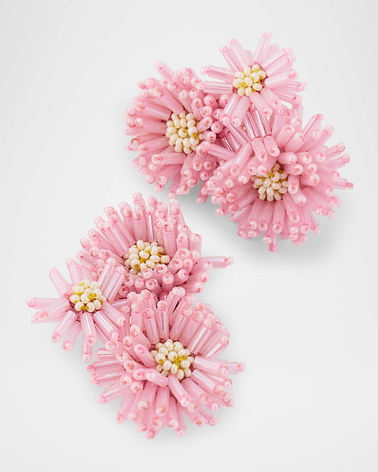 Pom-Pom Flower Stud Earrings Product Image