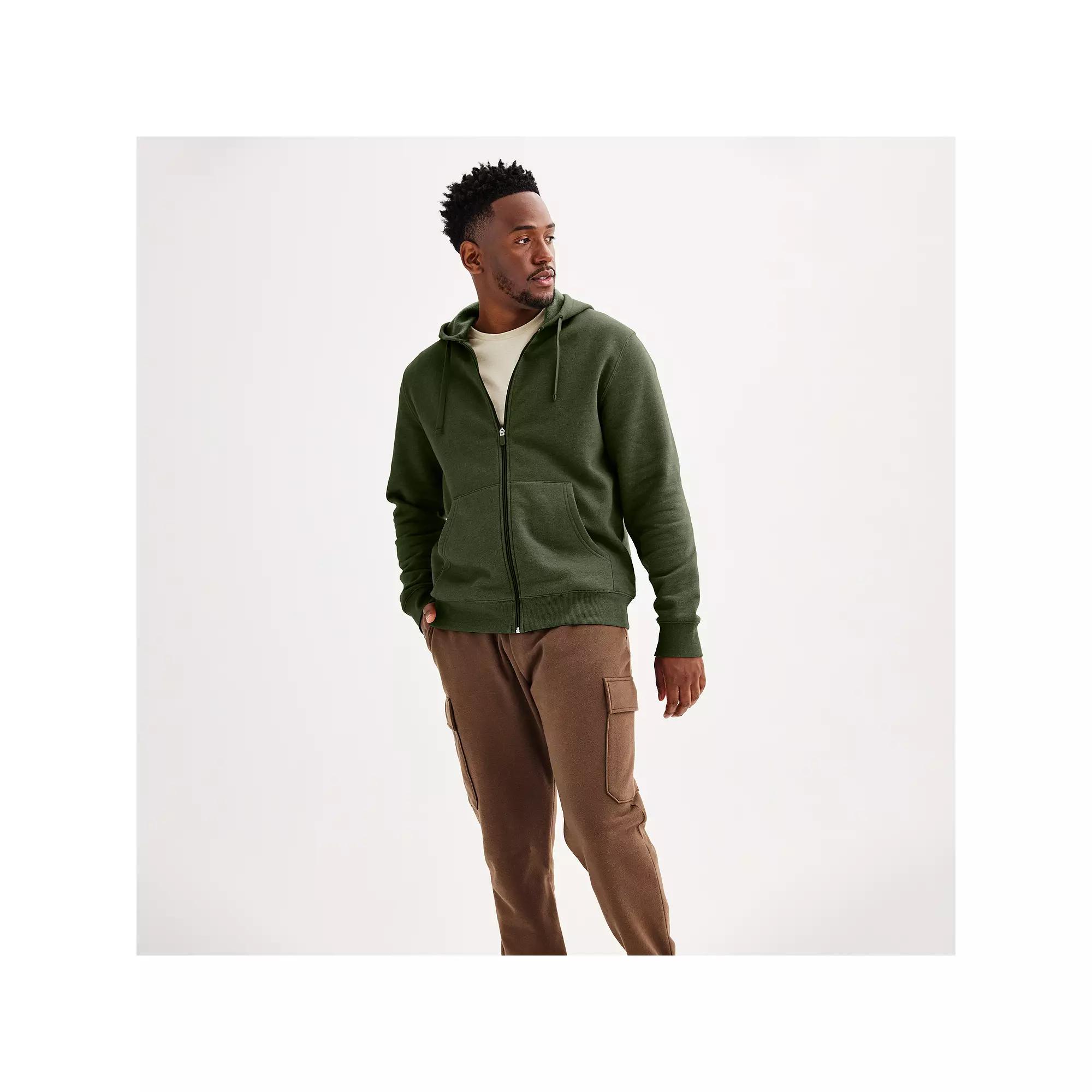 Men's Tek Gear® Ultra Soft Fleece Zip Front Hoodie, Size: XXL, Army Bottle Product Image