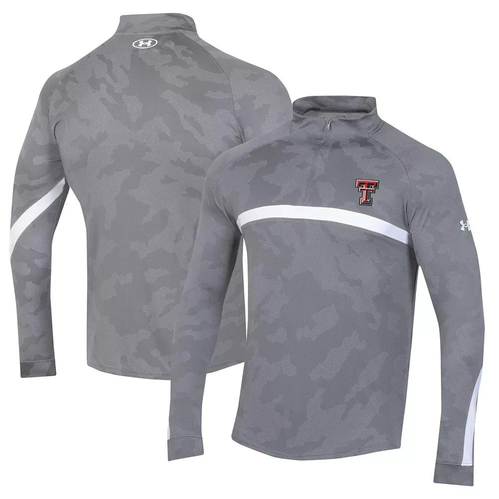 Men's Under Armour Black Texas Tech Red Raiders Game Day Camo Raglan Quarter-Zip Top,  Product Image