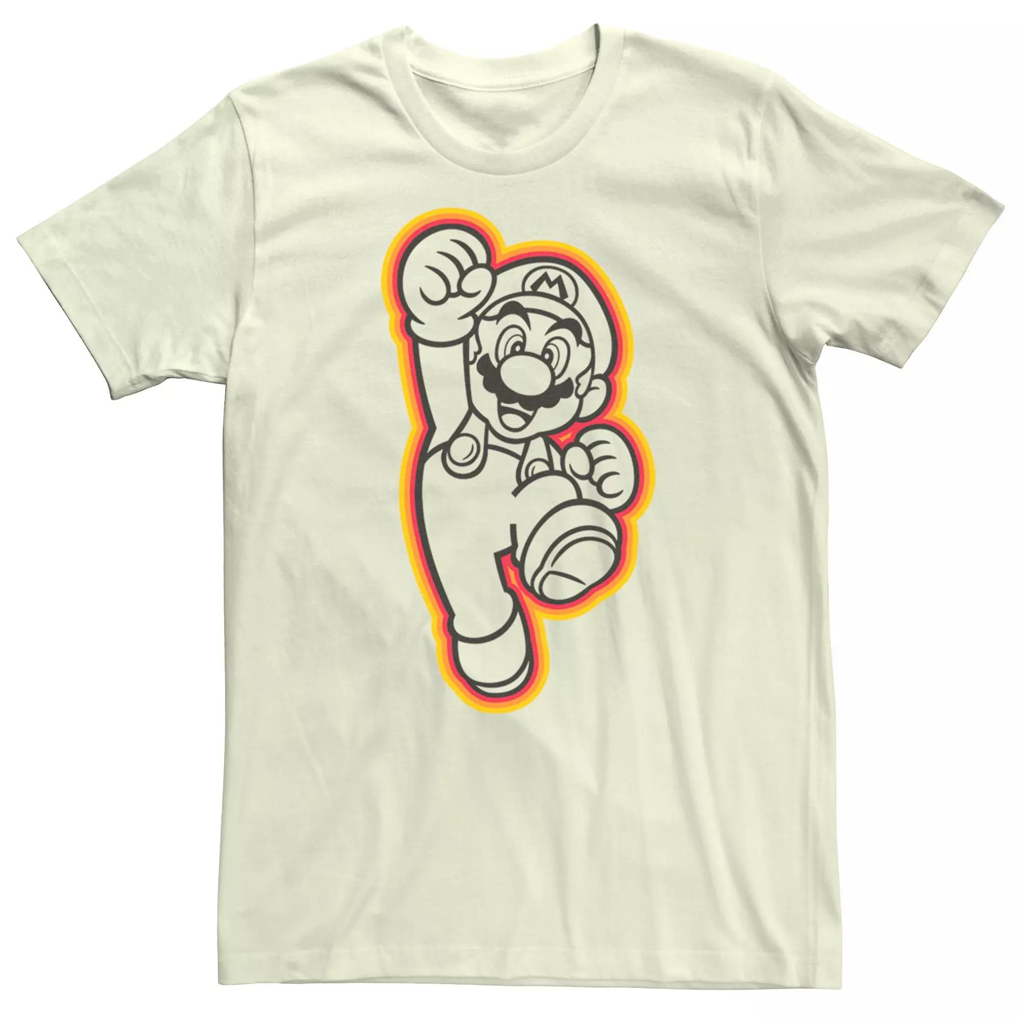 Men's Nintendo Super Mario Red Neon Outline Short Sleeve Tee,  Product Image