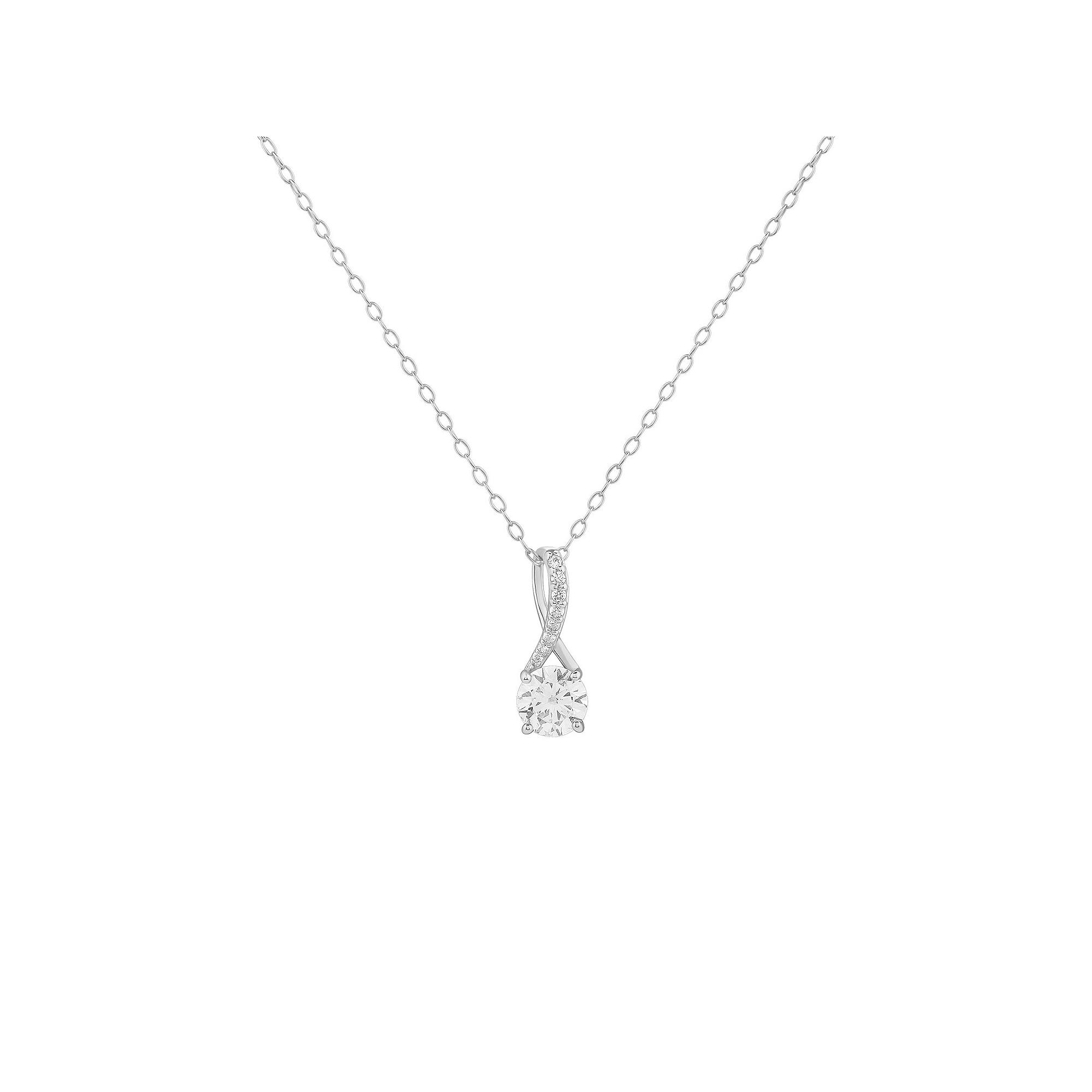 PRIMROSE Sterling Silver Pave Cubic Zirconia Twisted Bale Pendant Necklace, Women's, Size: 18" Product Image