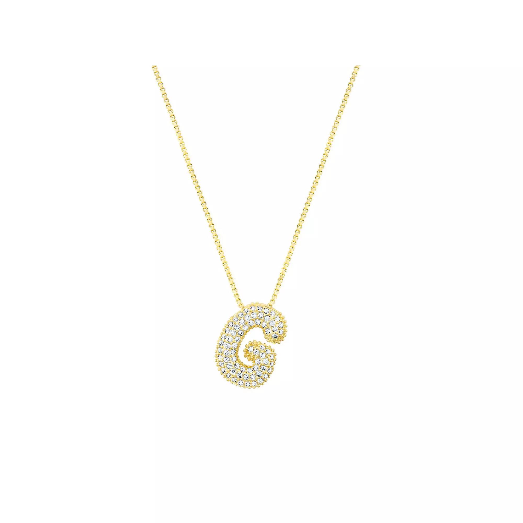 Adornia 14k Gold Plated Pave Bubble Letter Necklace, Womens Product Image