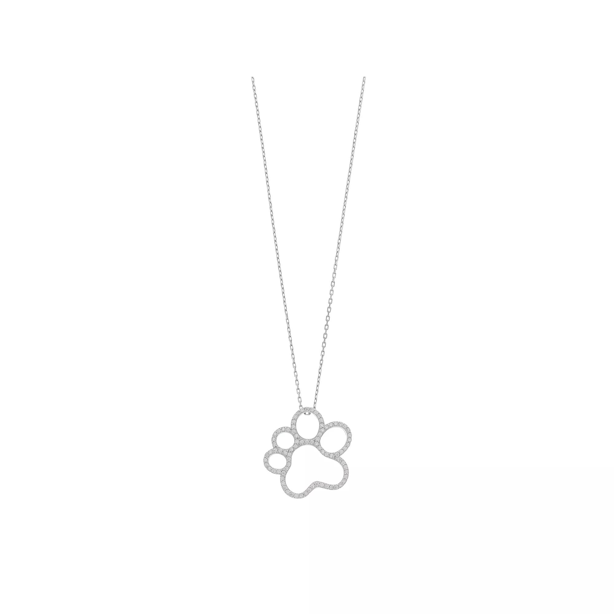 Sterling Silver Paw Print Pendant Necklace, Women's Product Image