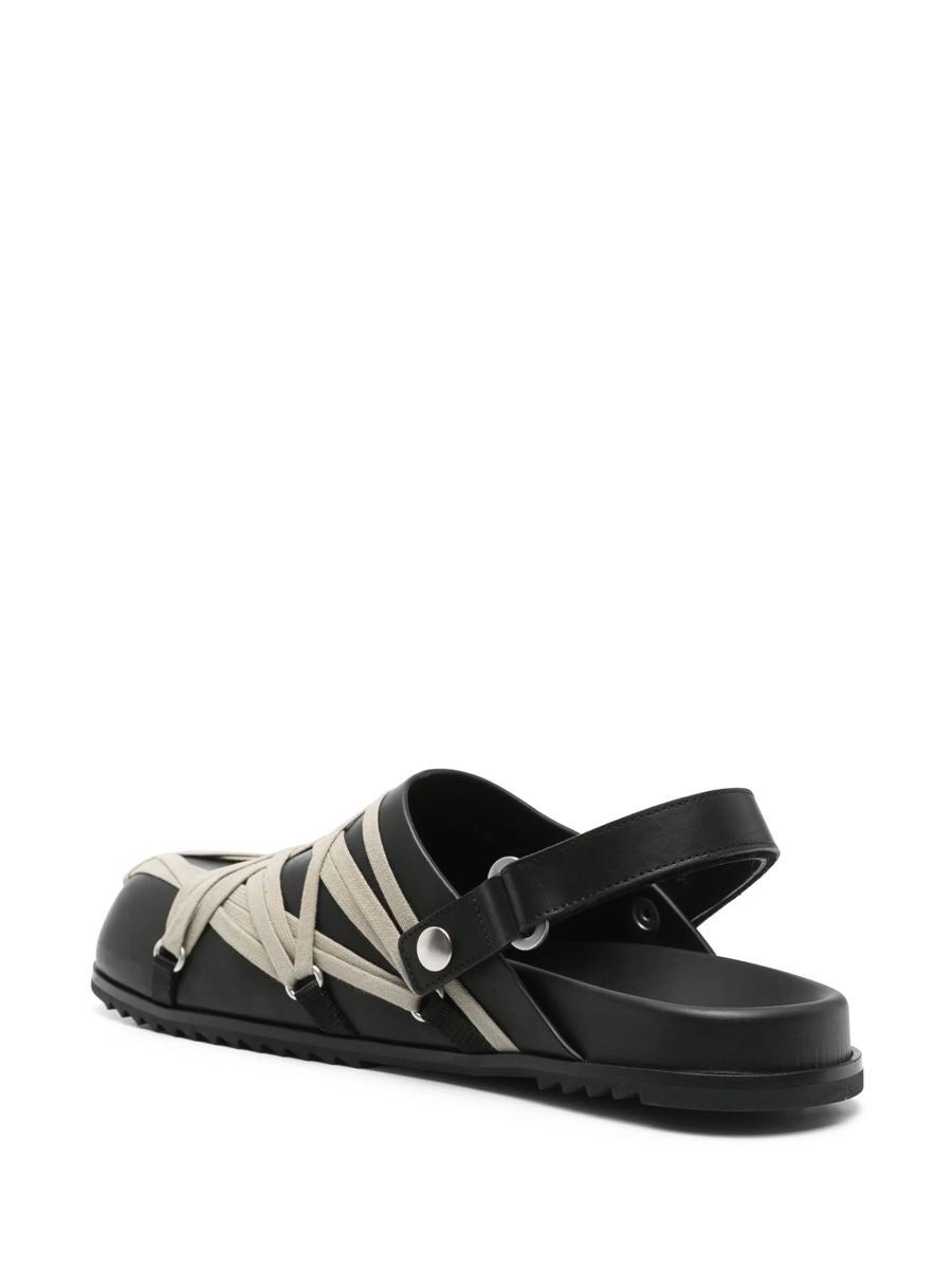 RICK OWENS Leather Loafers With Crisscross Detail In Black Product Image