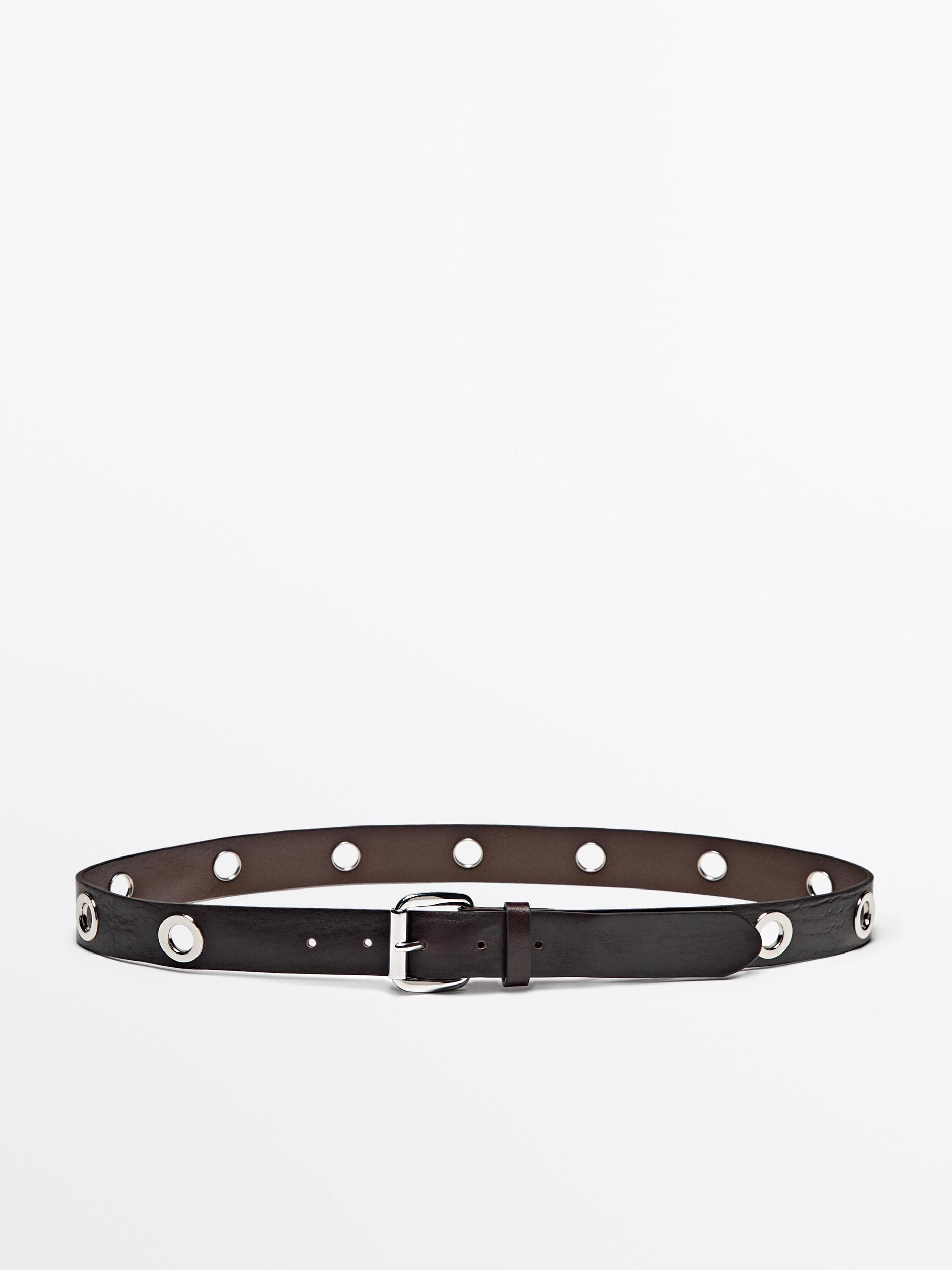Leather belt with studs Product Image