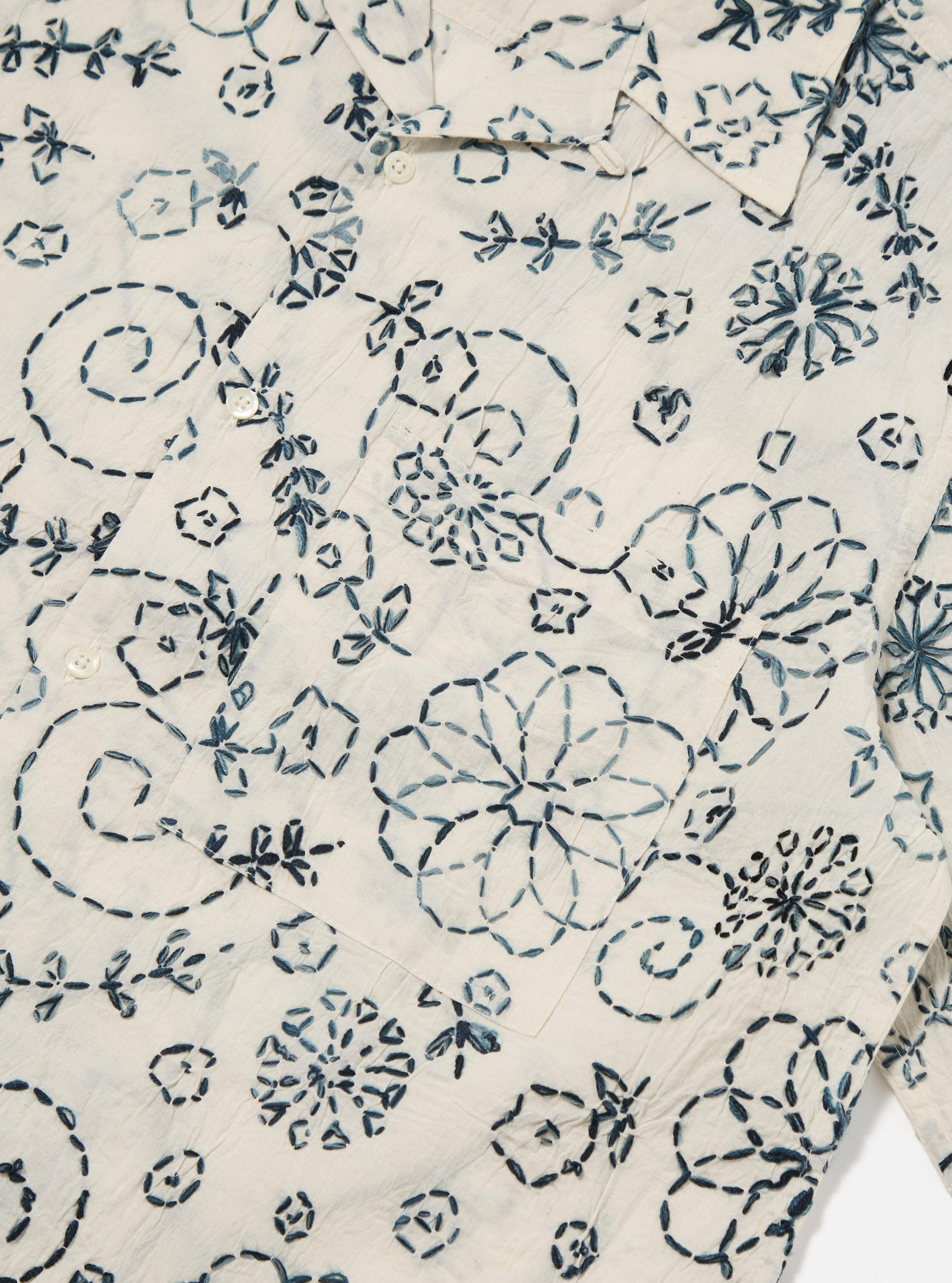 Charcoal Kantha Cotton Camp Shirt Product Image