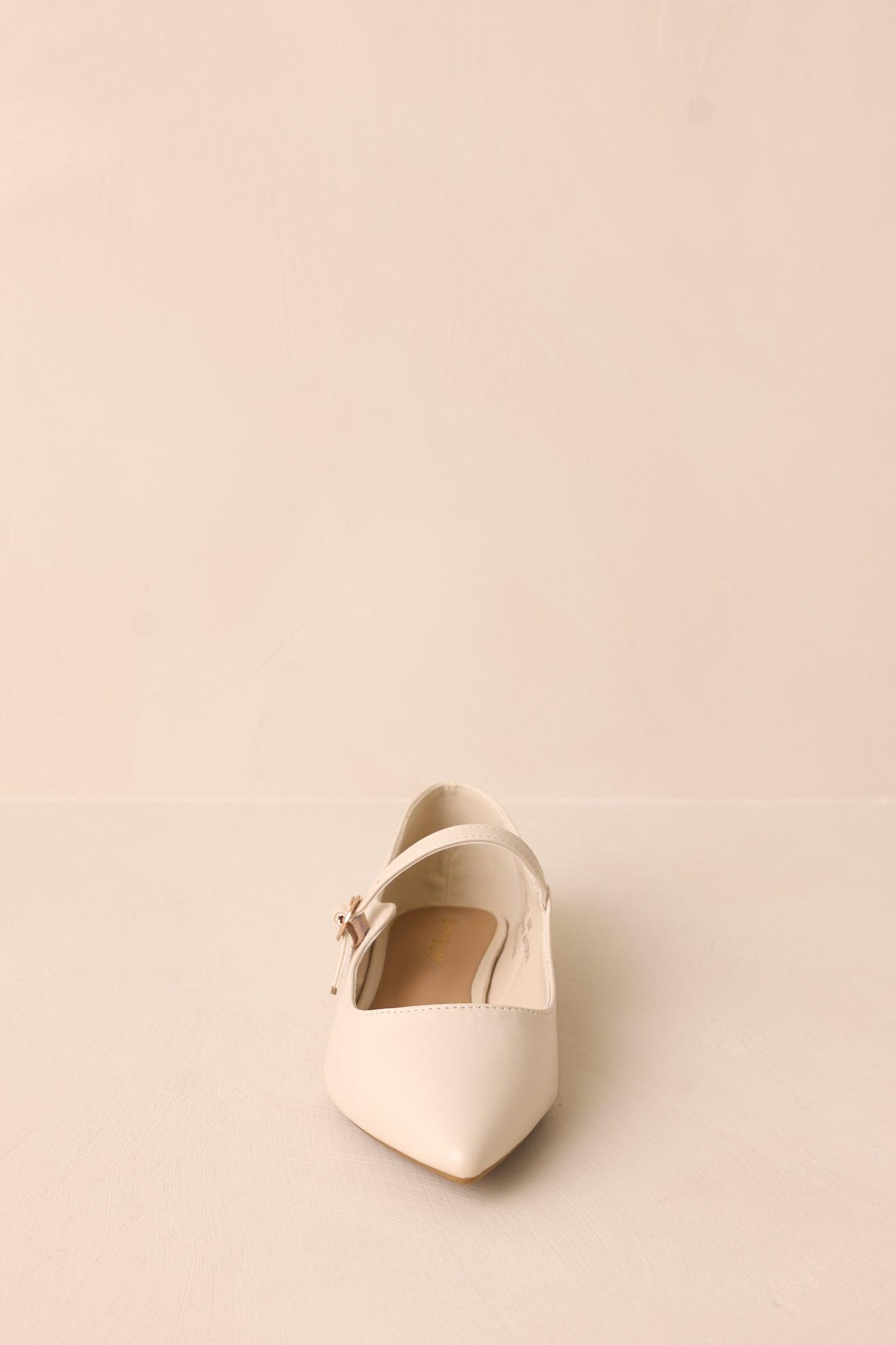 Right Where She Stands Ivory Pointed-Toe Mary Jane Flats Product Image